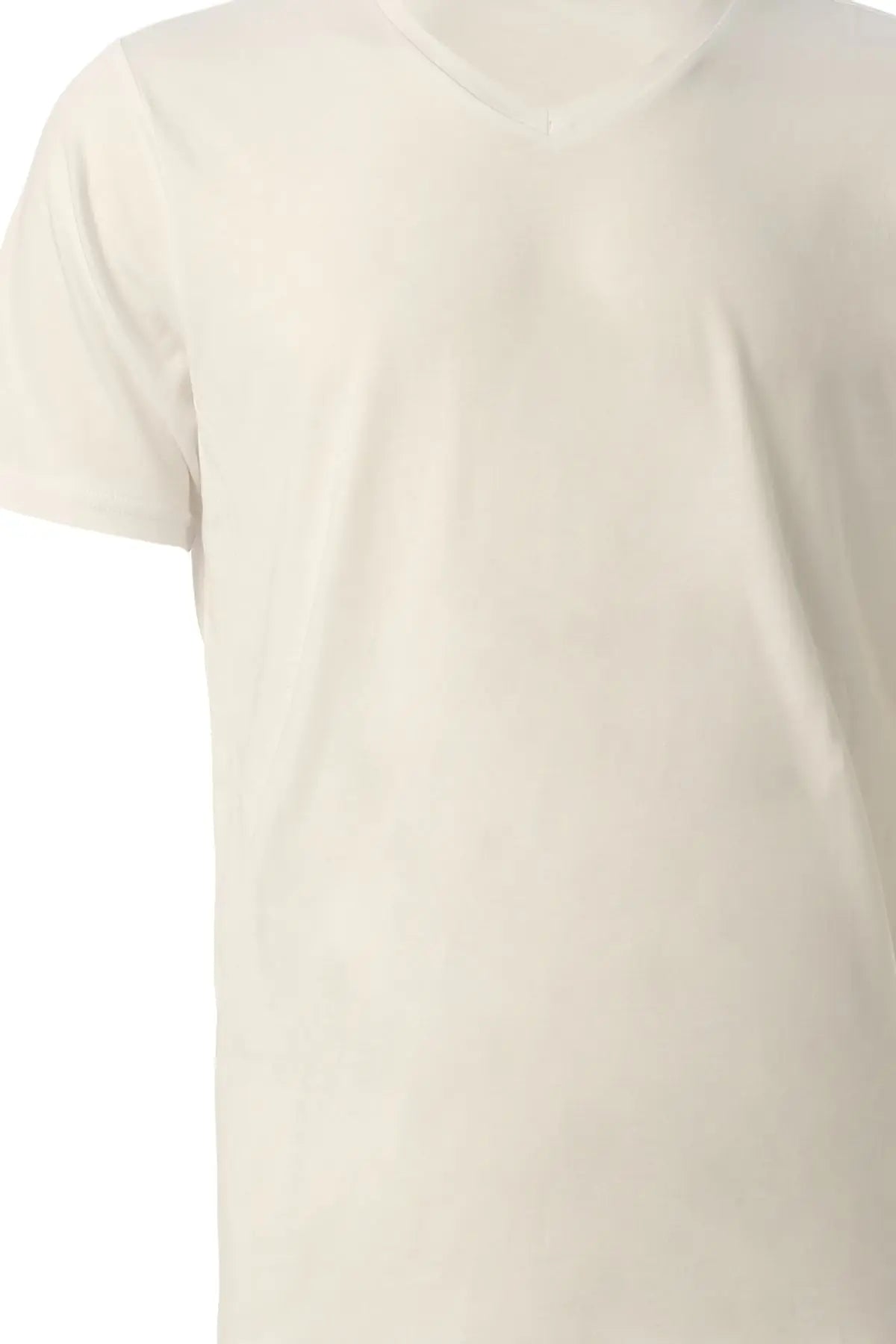 Beyaz & More V Yaka Kısa Kollu Erkek Tişört Silk and Cashmere