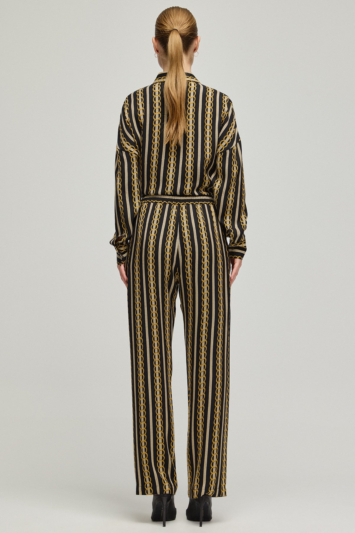 Lacivert Flow Cupro  Viskoz Baskılı Pantolon