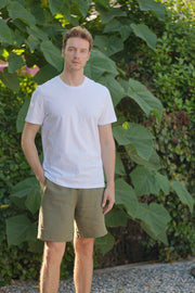 Beyaz Yuvarlak Yaka Erkek T-Shirt