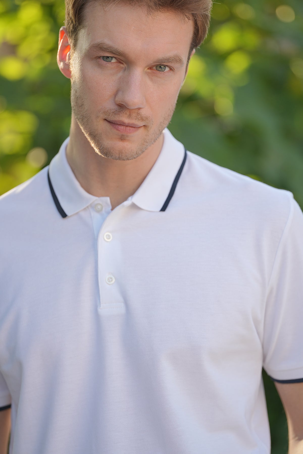 Beyaz Steve Polo Yaka T-Shirt