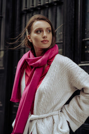 Ekru Aurora Avustralya Yünü Kaşmir Saç Örgülü Kuşaklı Uzun Kollu Kadın Hırka