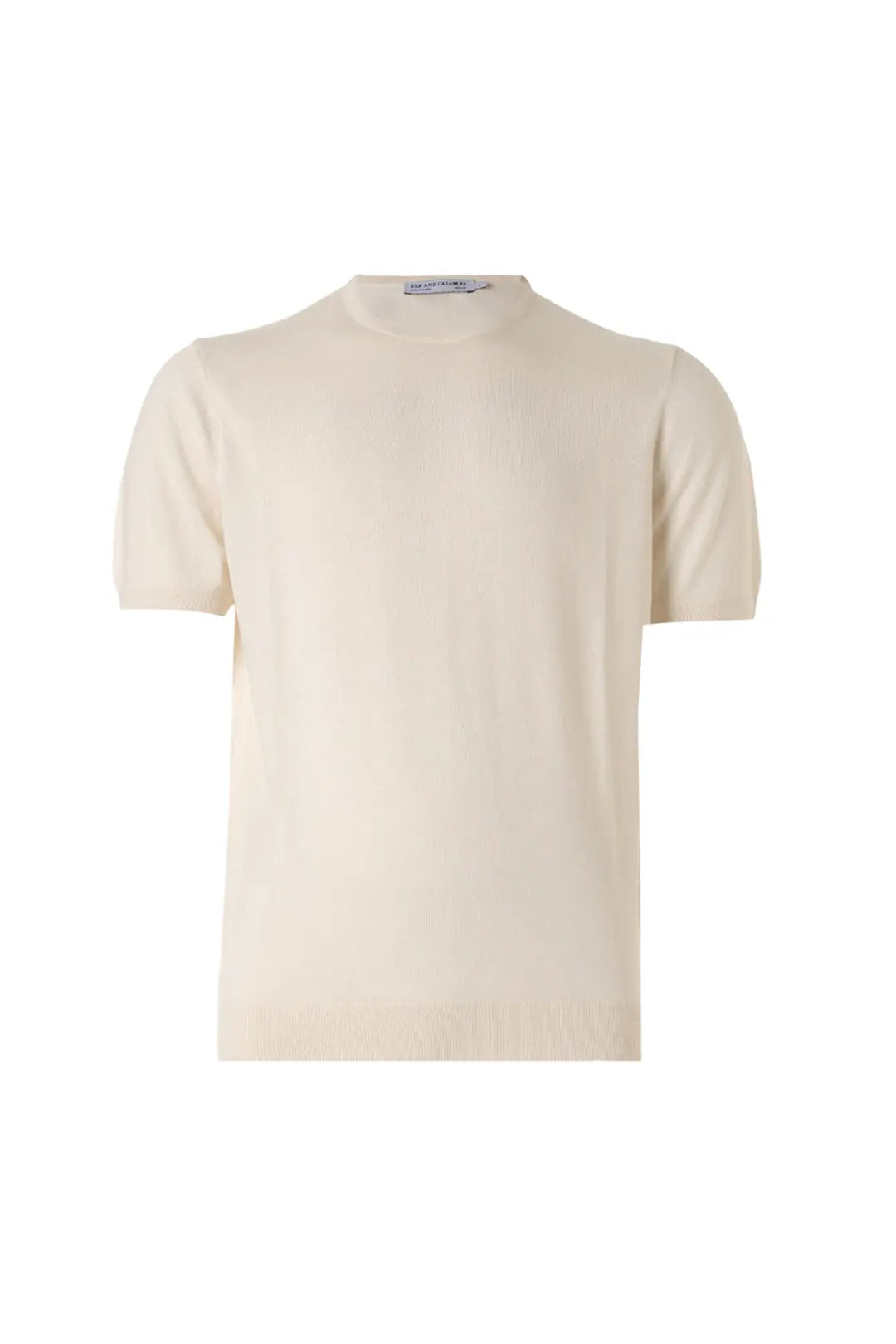 Ekru İpek Kaşmir Utku Yuvarlak Yaka Kısa Kollu Erkek Triko Tişört Silk and Cashmere