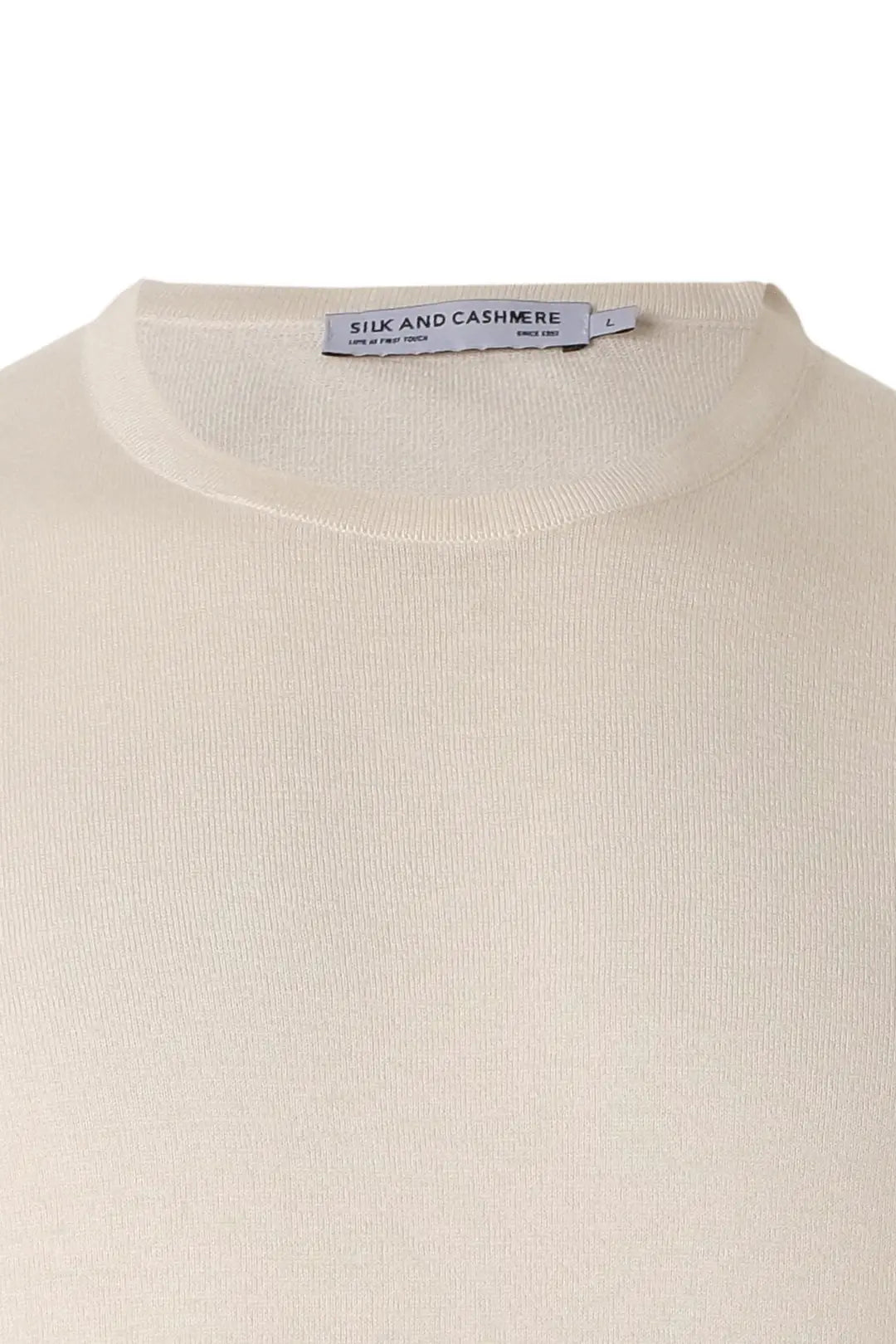 Ekru İpek Kaşmir Utku Yuvarlak Yaka Kısa Kollu Erkek Triko Tişört Silk and Cashmere