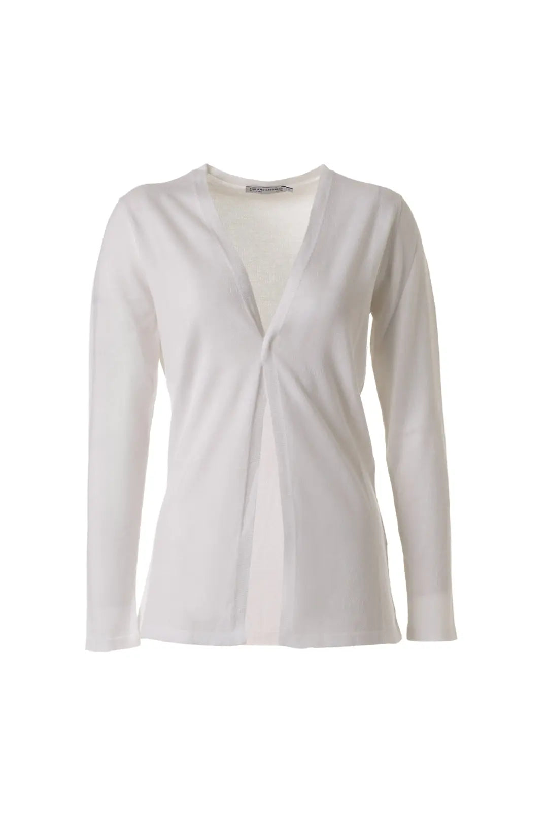 Ekru Pamuk Modal Juno Düğmesiz Uzun Kollu Uzun Hırka Silk and Cashmere