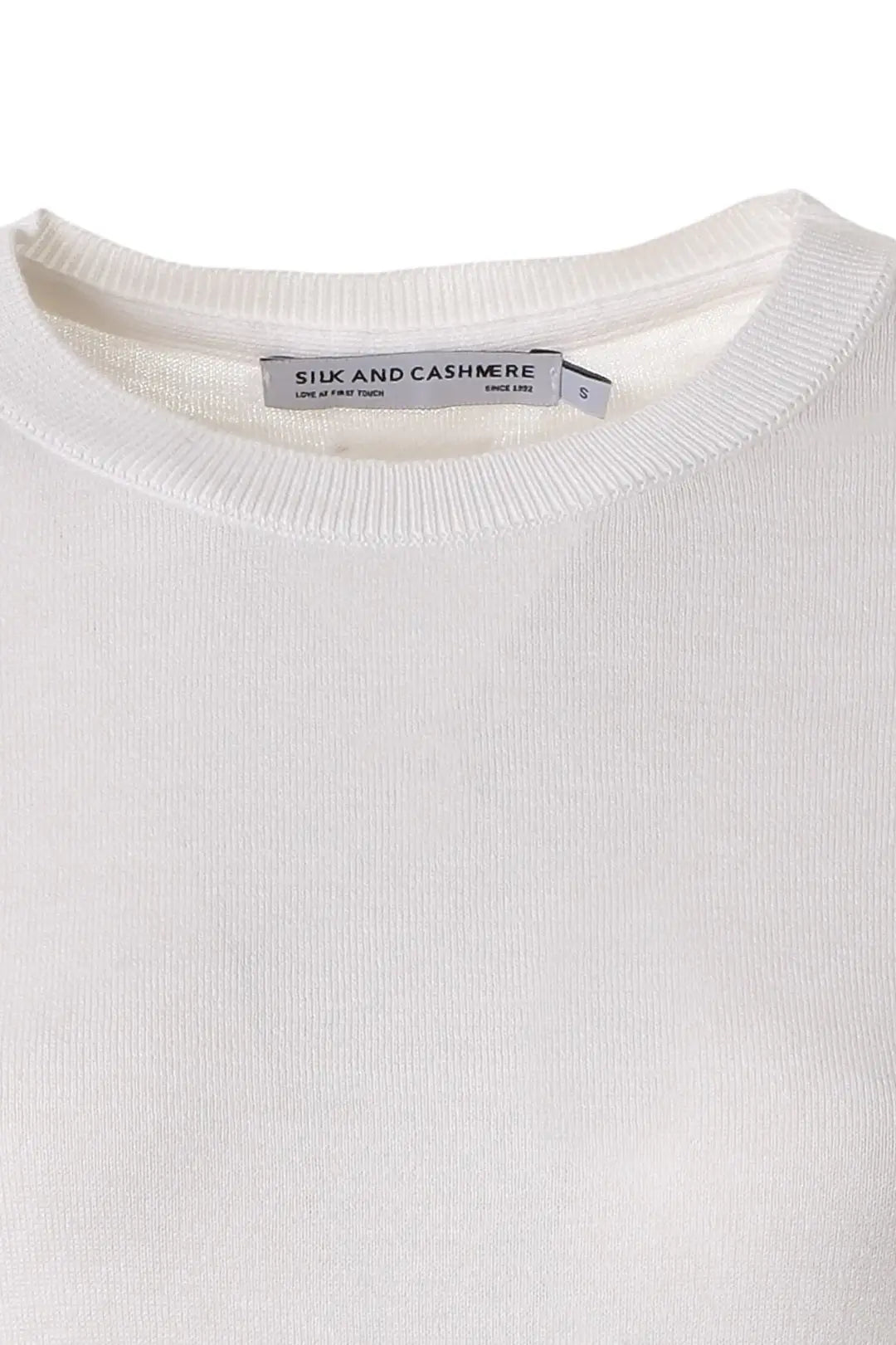 Ekru Pamuk Modal Juno Yuvarlak Yaka Ksa Kollu Triko Silk and Cashmere