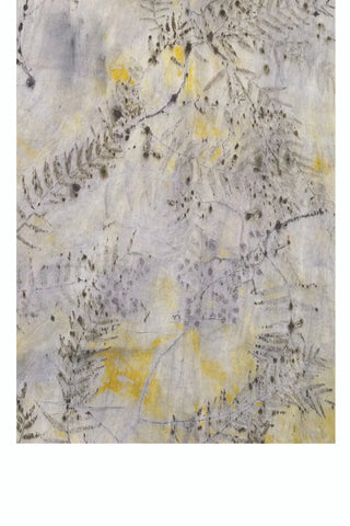 Ekru Saf İpek El Baskısı Ekolojik Şal 90 x 200 cm Silk and Cashmere