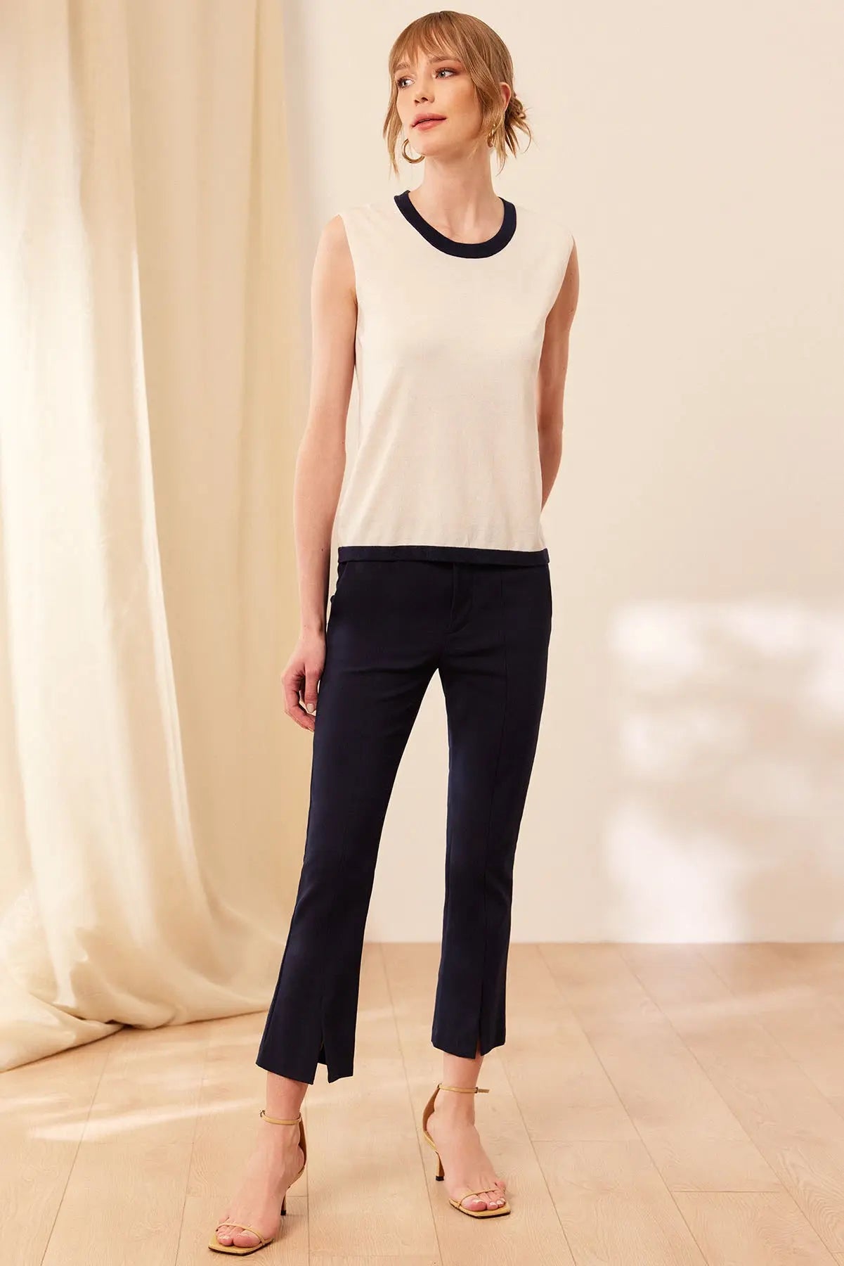 Ekru pek Pamuk Diana Kolsuz Triko Üst Woman