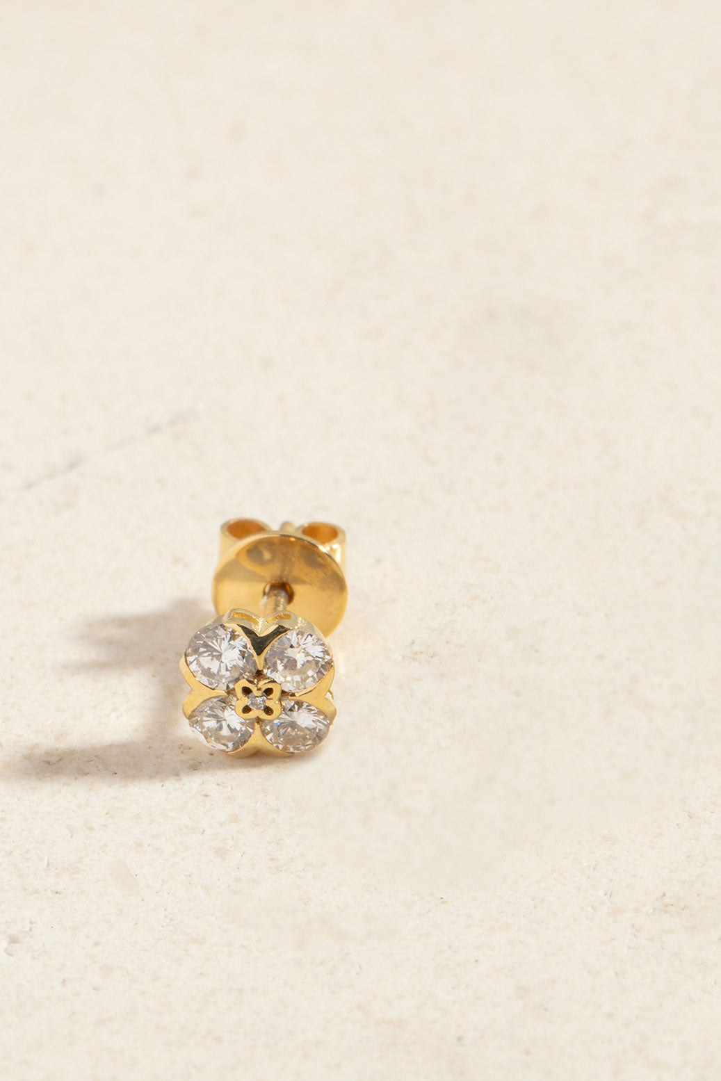 Sarı Fiorella Pırlanta Taşlı Altın Küpe