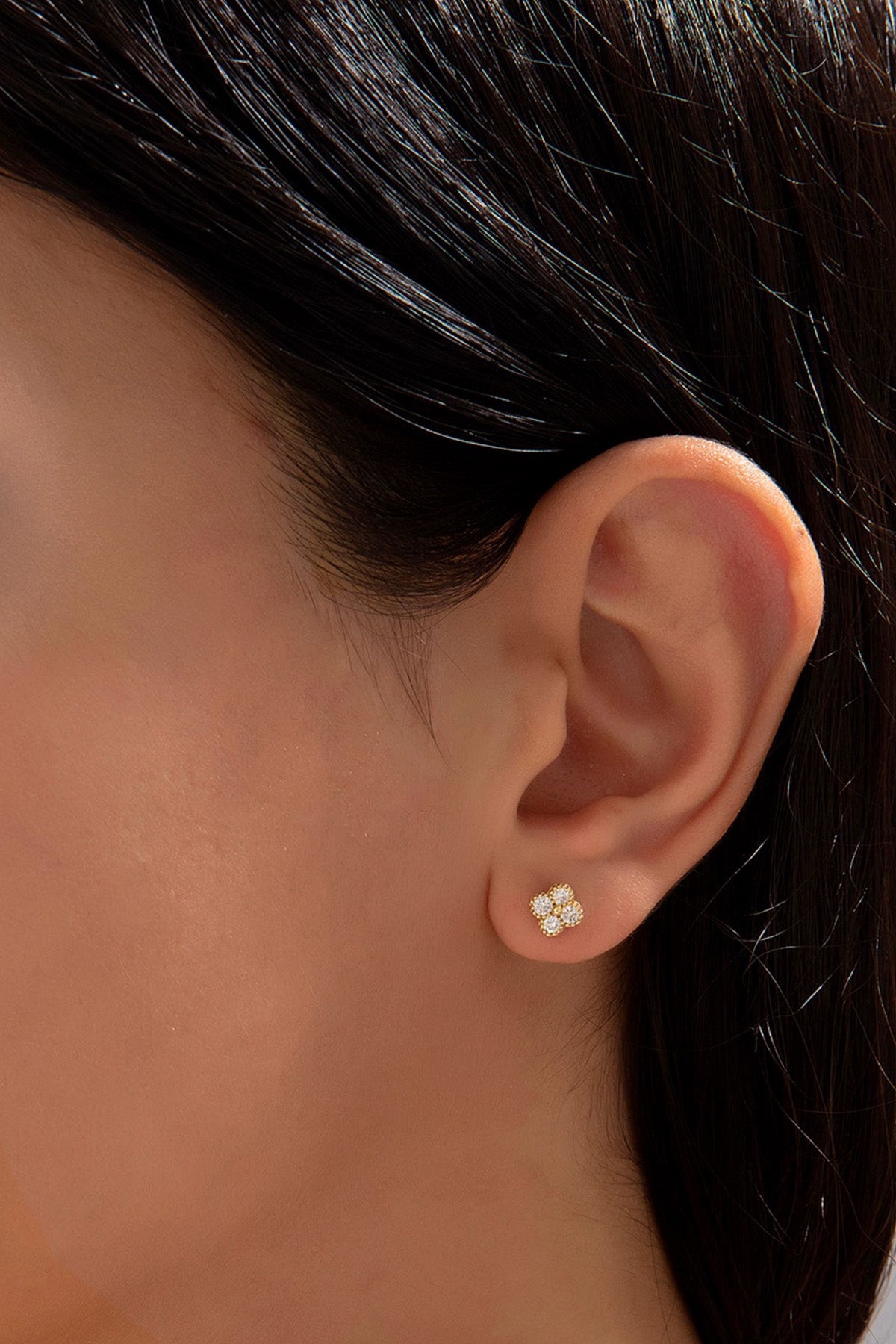 Sarı Florette Pırlanta Taşlı Altın Küpe