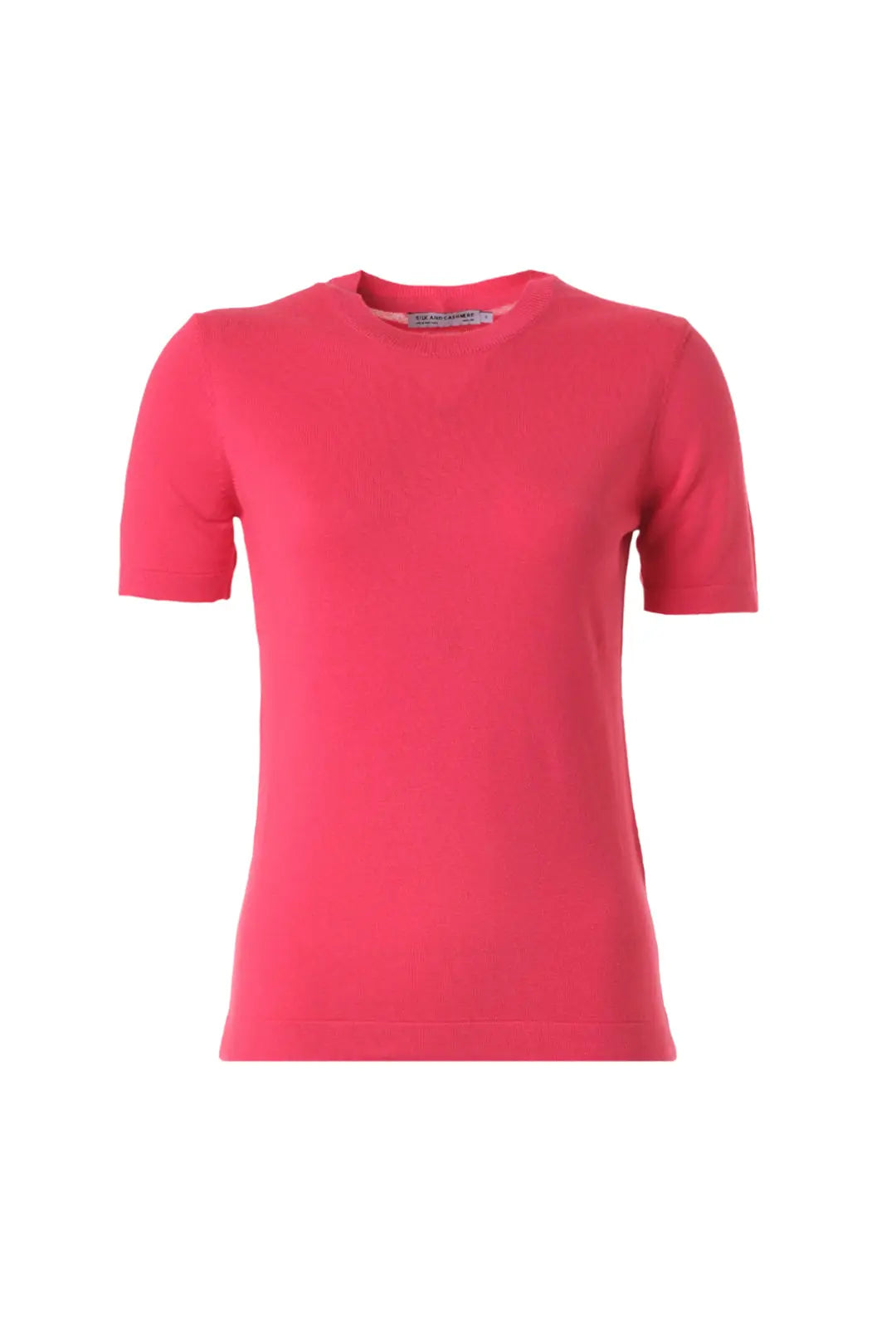 Fuşya Pamuk Modal Juno Yuvarlak Yaka Kısa Kollu Triko Silk and Cashmere