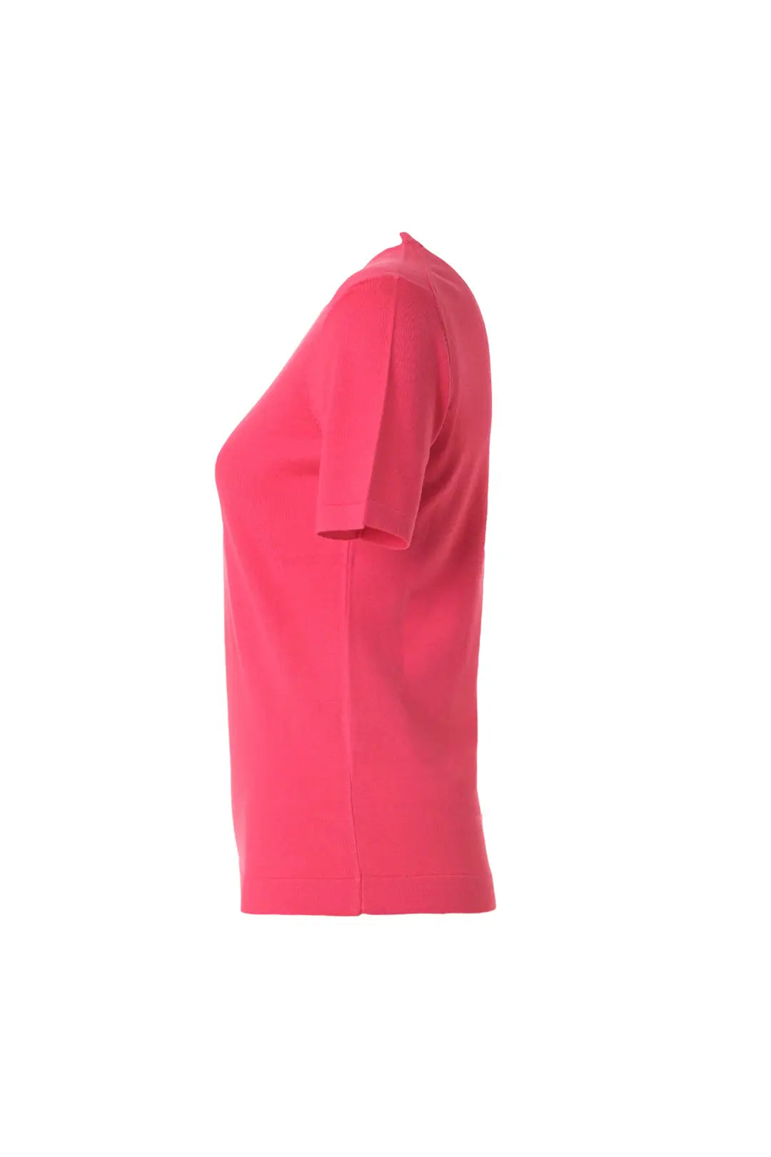 Fuşya Pamuk Modal Juno Yuvarlak Yaka Kısa Kollu Triko Silk and Cashmere