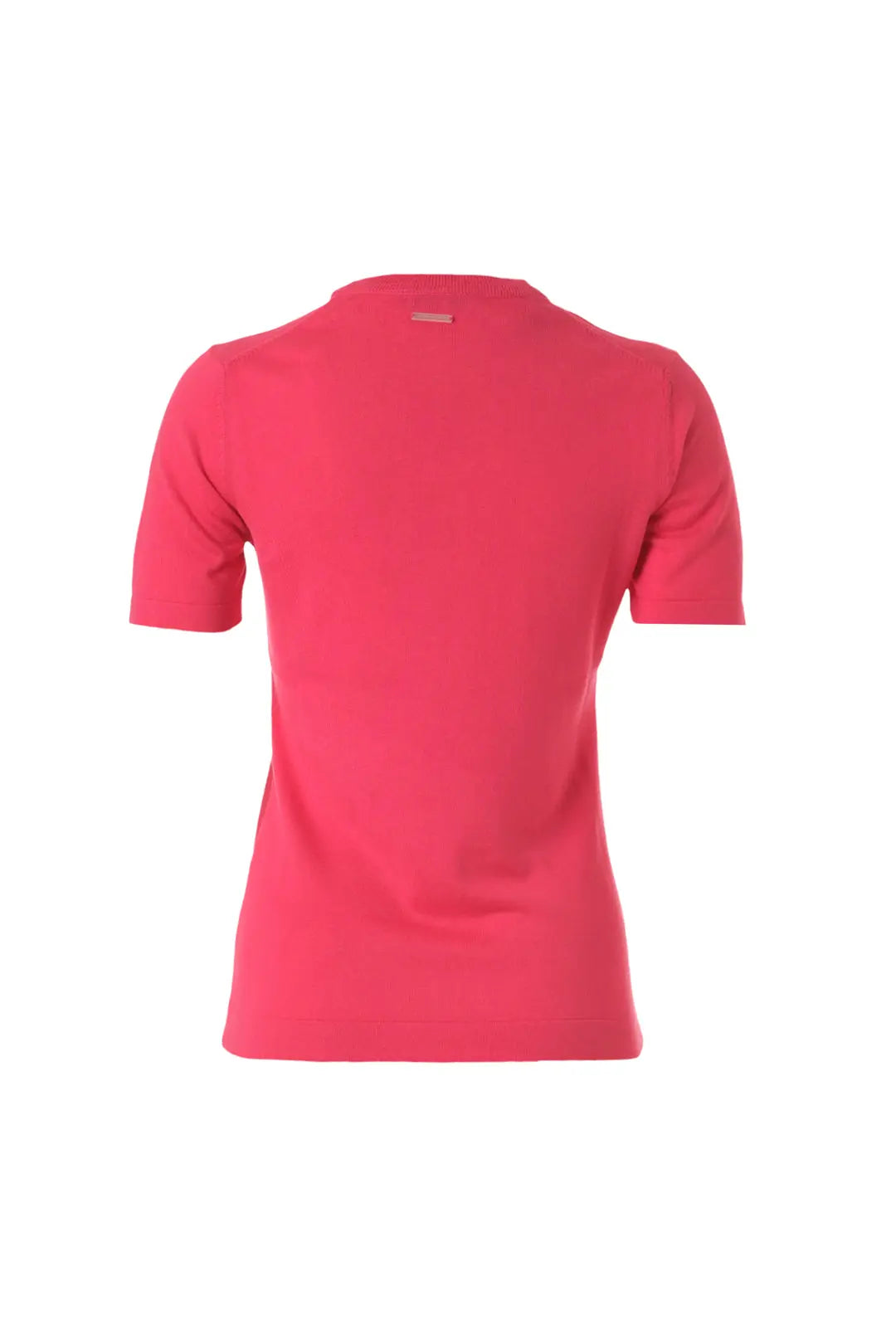 Fuşya Pamuk Modal Juno Yuvarlak Yaka Kısa Kollu Triko Silk and Cashmere