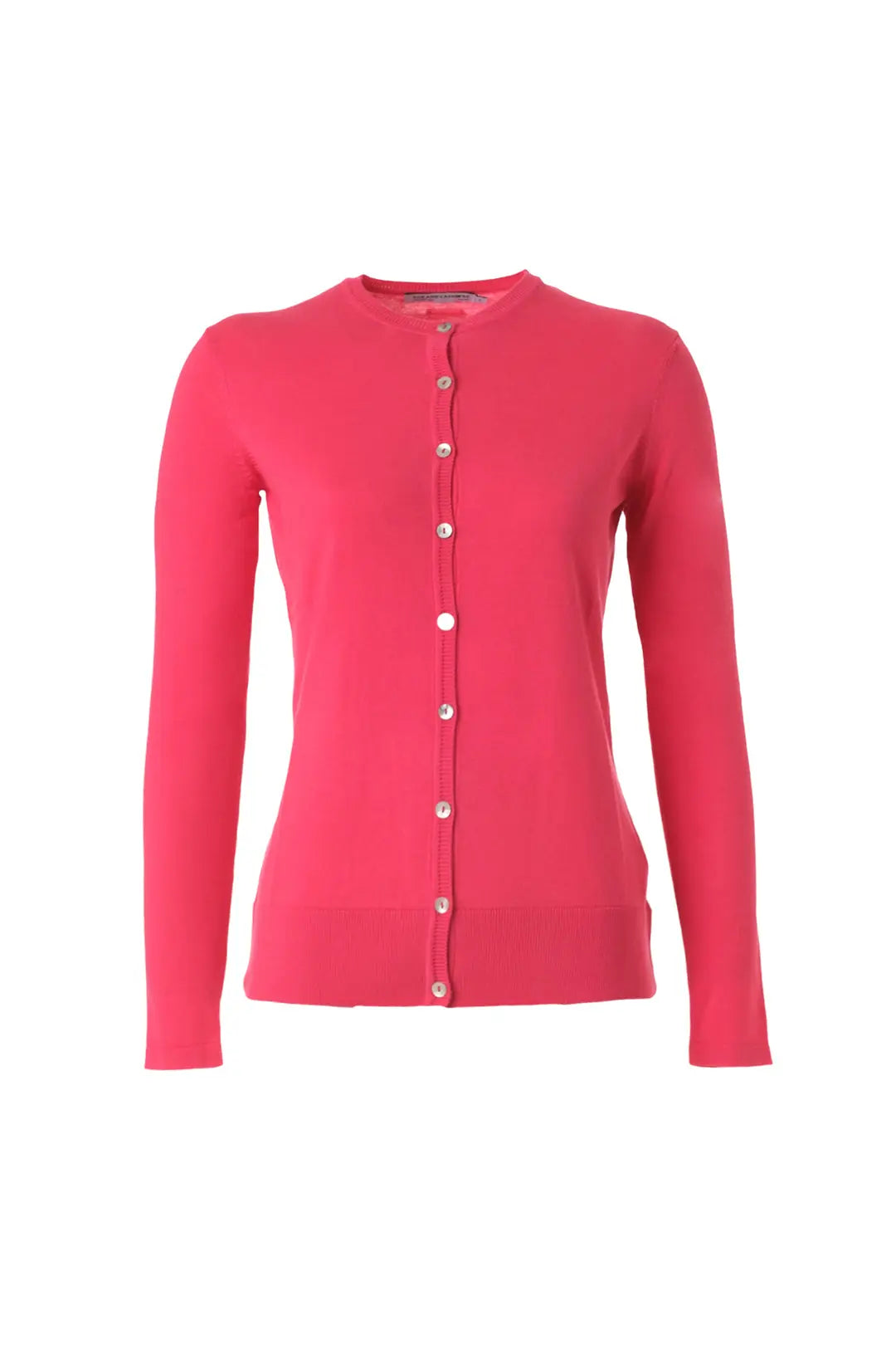 Fuşya Pamuk Modal Juno Yuvarlak Yaka Uzun Kollu Hırka Silk and Cashmere