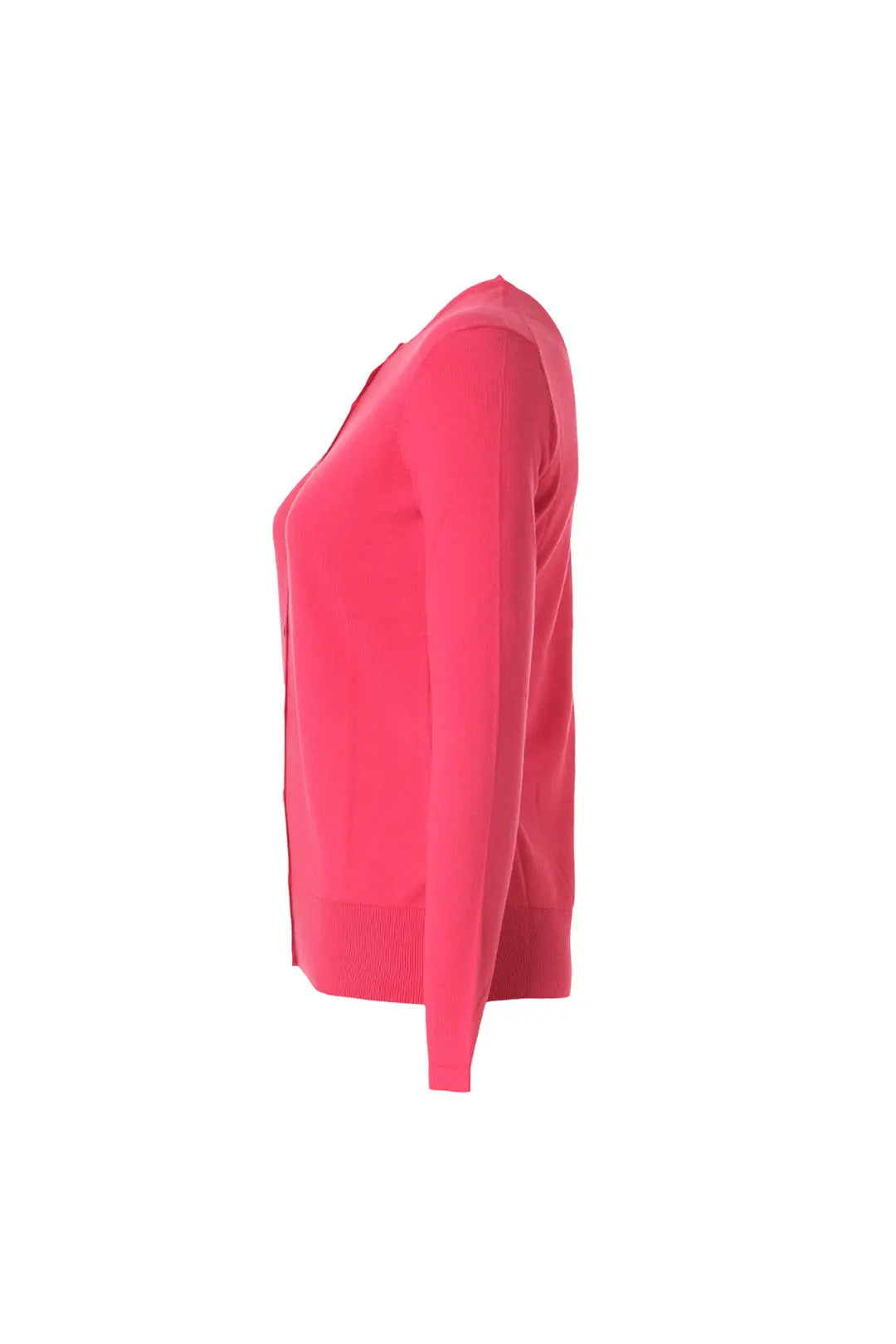 Fuşya Pamuk Modal Juno Yuvarlak Yaka Uzun Kollu Hırka Silk and Cashmere
