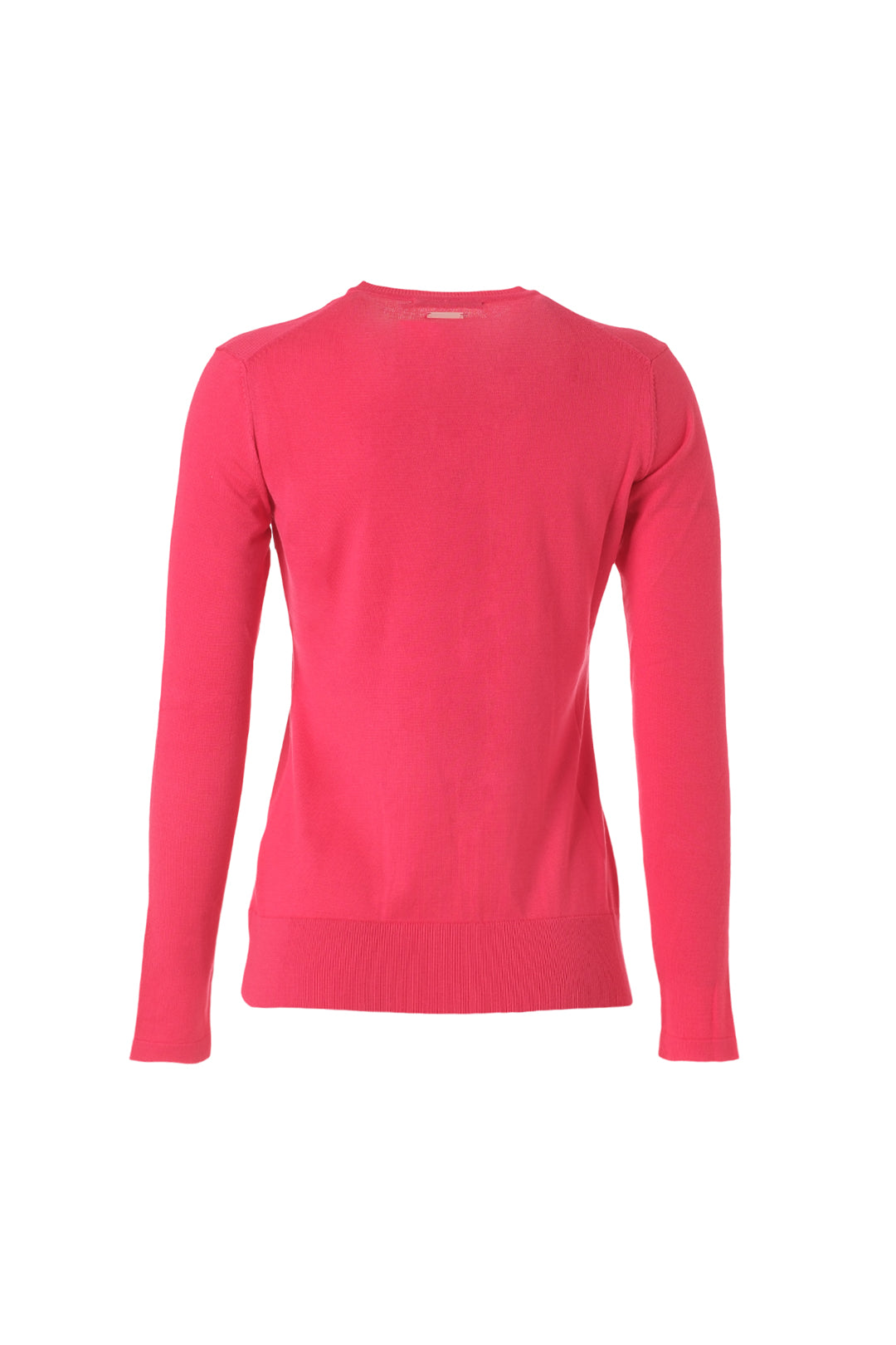 Fuşya Pamuk Modal Juno Yuvarlak Yaka Uzun Kollu Hırka Silk and Cashmere