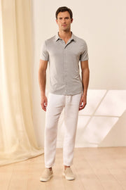 Gri Fersatile Kısa Kollu & More Modal Erkek Tişört Gömlek Silk and Cashmere