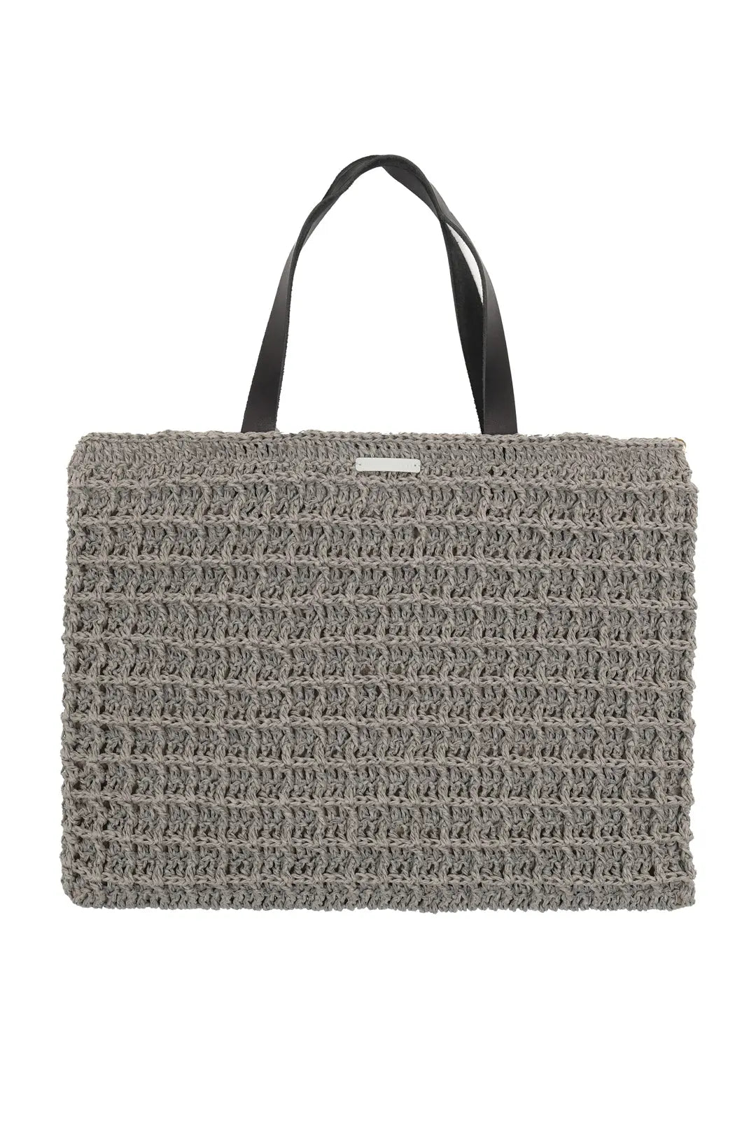 Gri Nina Dokulu Hasr Büyük El Çanta Silk and Cashmere