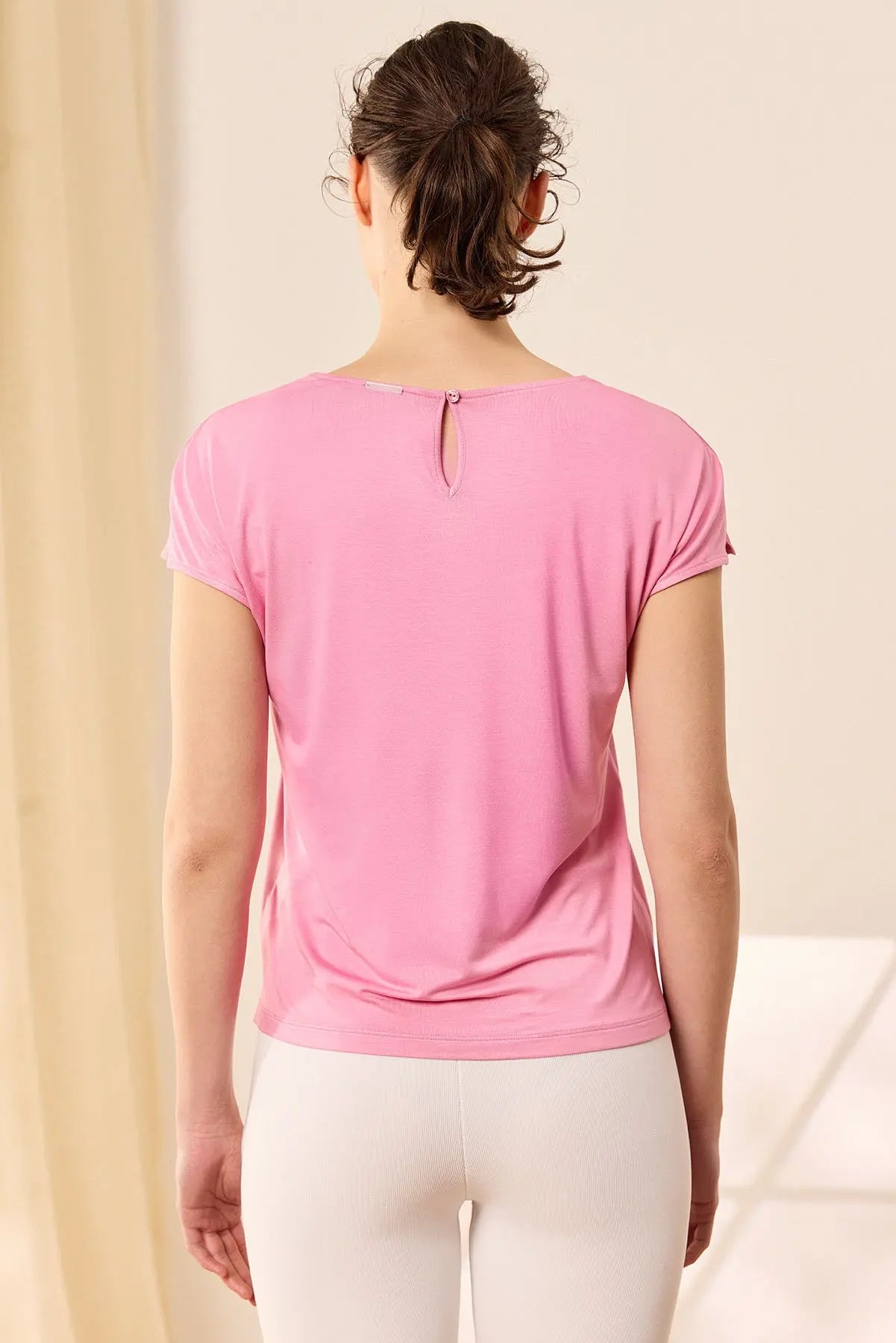 Gül Kurusu İpek Karışımlı Monica Yuvarlak Yaka Kısa Kollu Bluz Silk and Cashmere