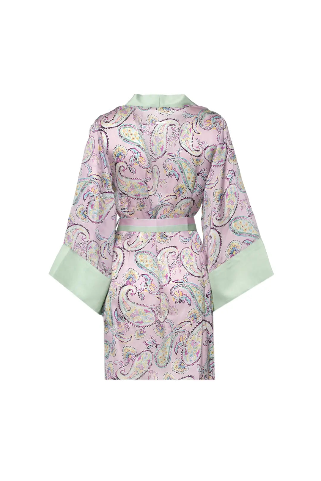 Gül Kurusu Jas  Cupro Desenli Kemerli Kadın Kimono Hırka Silk and Cashmere