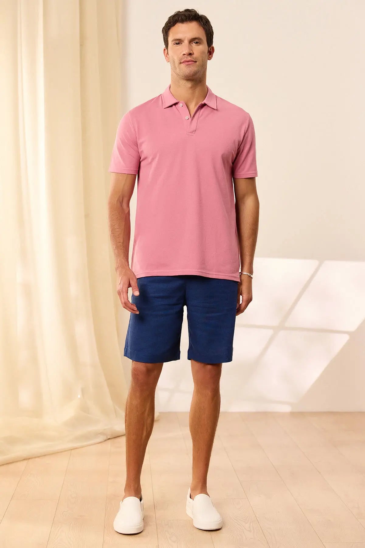 Gül Kurusu & More Johnny Erkek Kısa Kollu Polo Yaka Tişört Silk and Cashmere