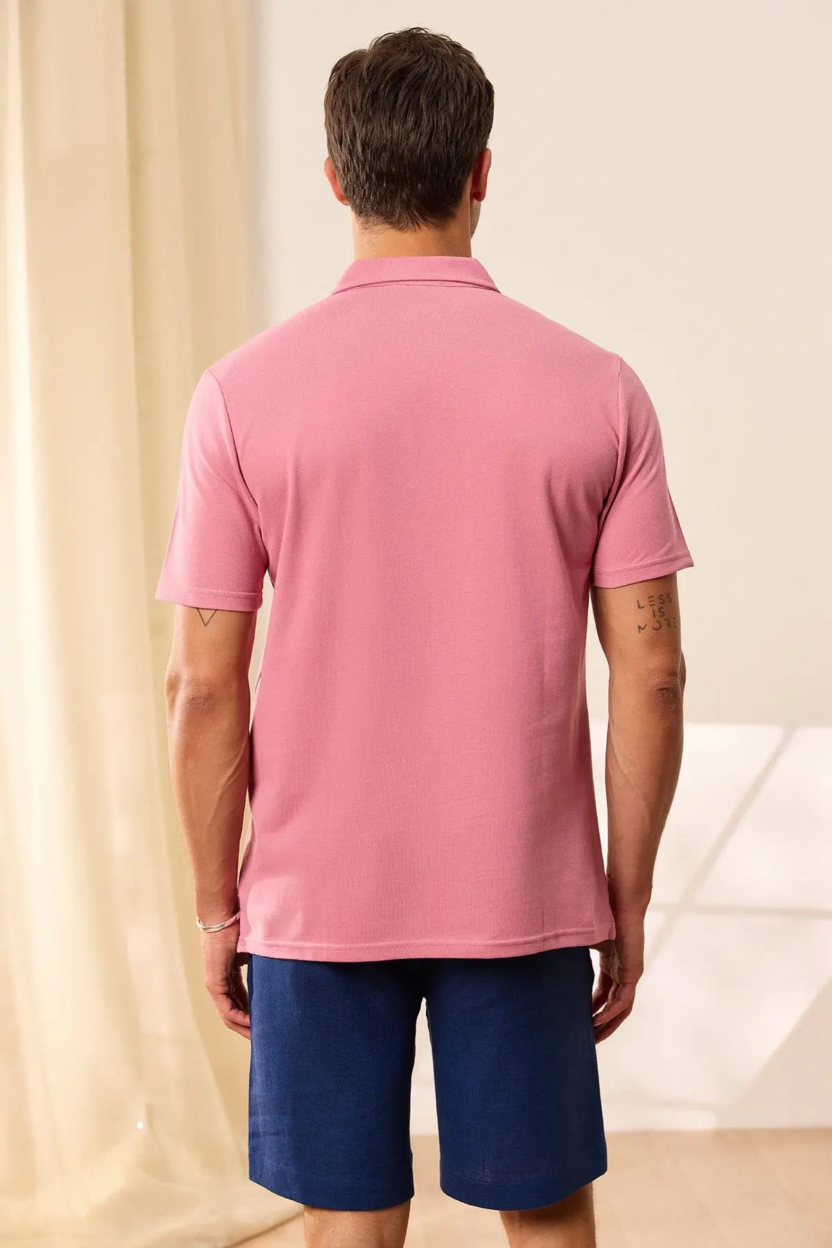 Gül Kurusu & More Johnny Erkek Kısa Kollu Polo Yaka Tişört Silk and Cashmere