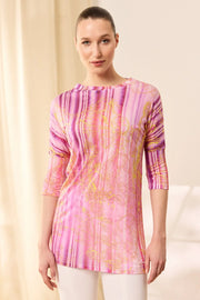 Gül Kurusu & More Sirena Etnik Baskılı Süper İnce Modal T Kollu Üst Silk and Cashmere