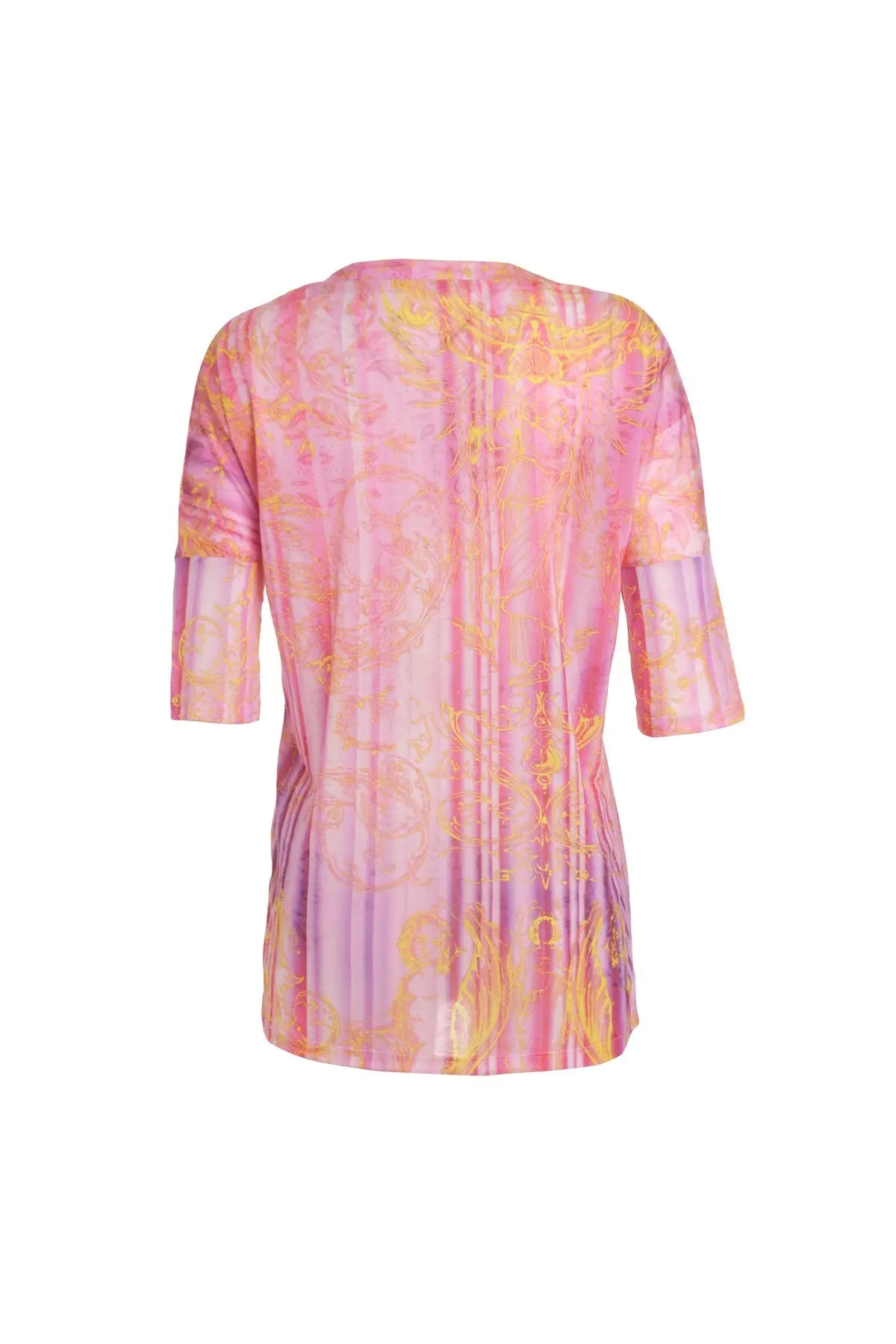 Gül Kurusu & More Sirena Etnik Baskılı Süper İnce Modal T Kollu Üst Silk and Cashmere