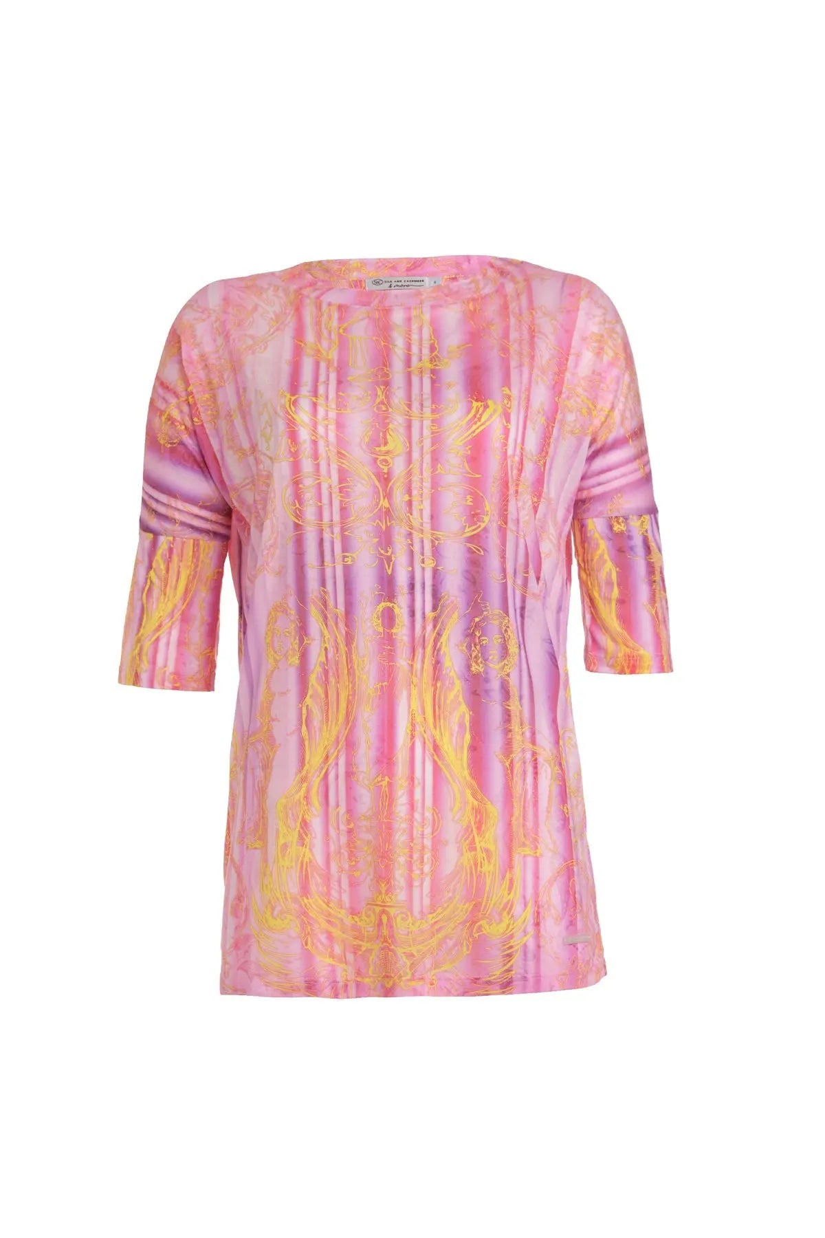 Gül Kurusu & More Sirena Etnik Baskılı Süper İnce Modal T Kollu Üst Silk and Cashmere