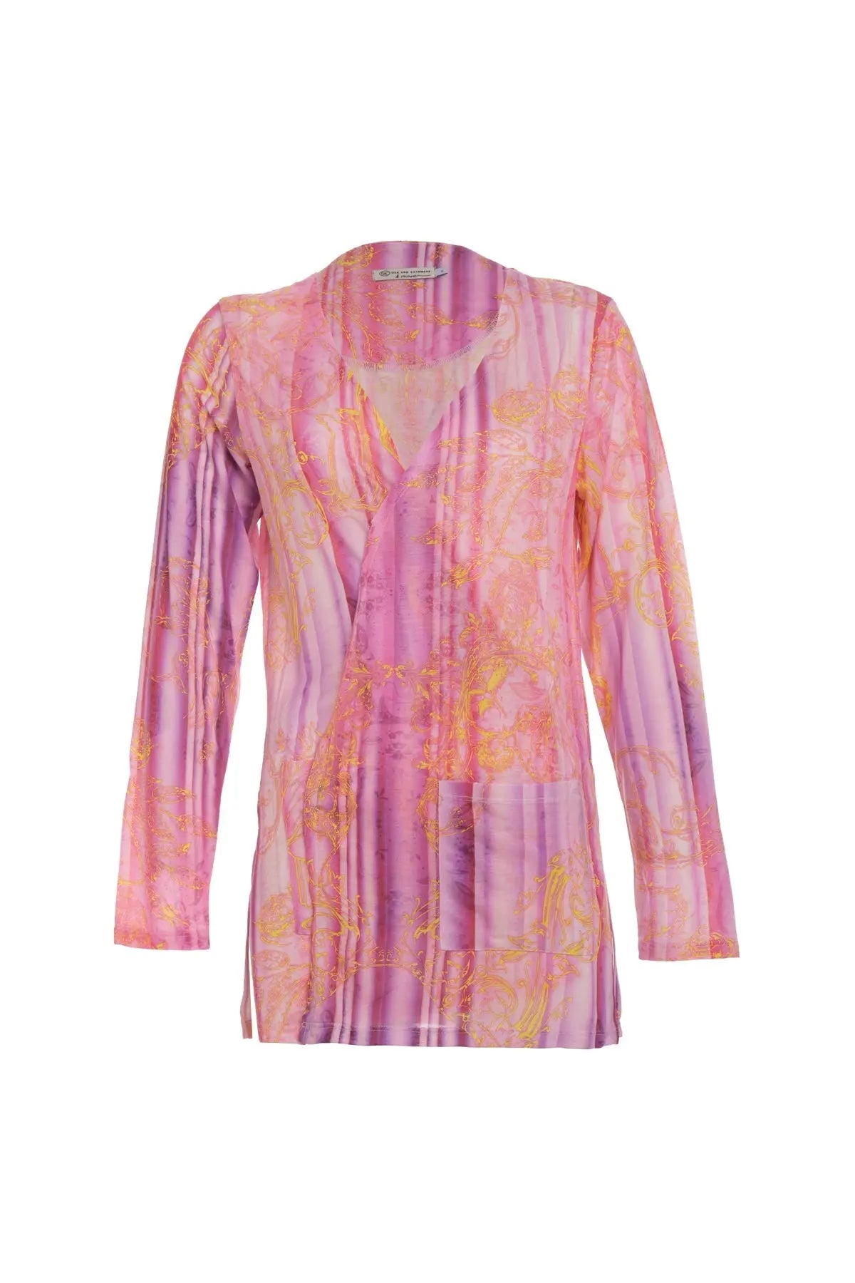 Gül Kurusu & More Sirena Etnik Baskılı Süper İnce Modal Tişört Hırka Silk and Cashmere