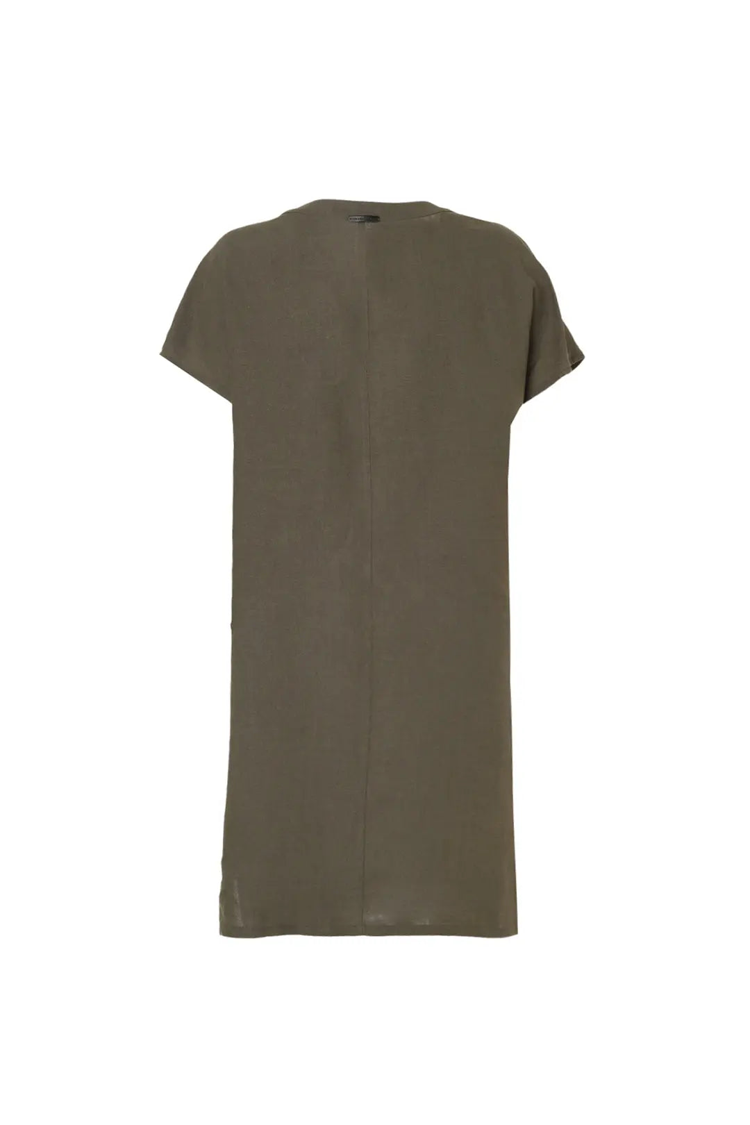 Haki Keten Kate V Yaka Ksa Kollu Elbise Woman