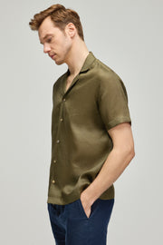 Haki Leon Keten Kısa Kollu Erkek Gömlek