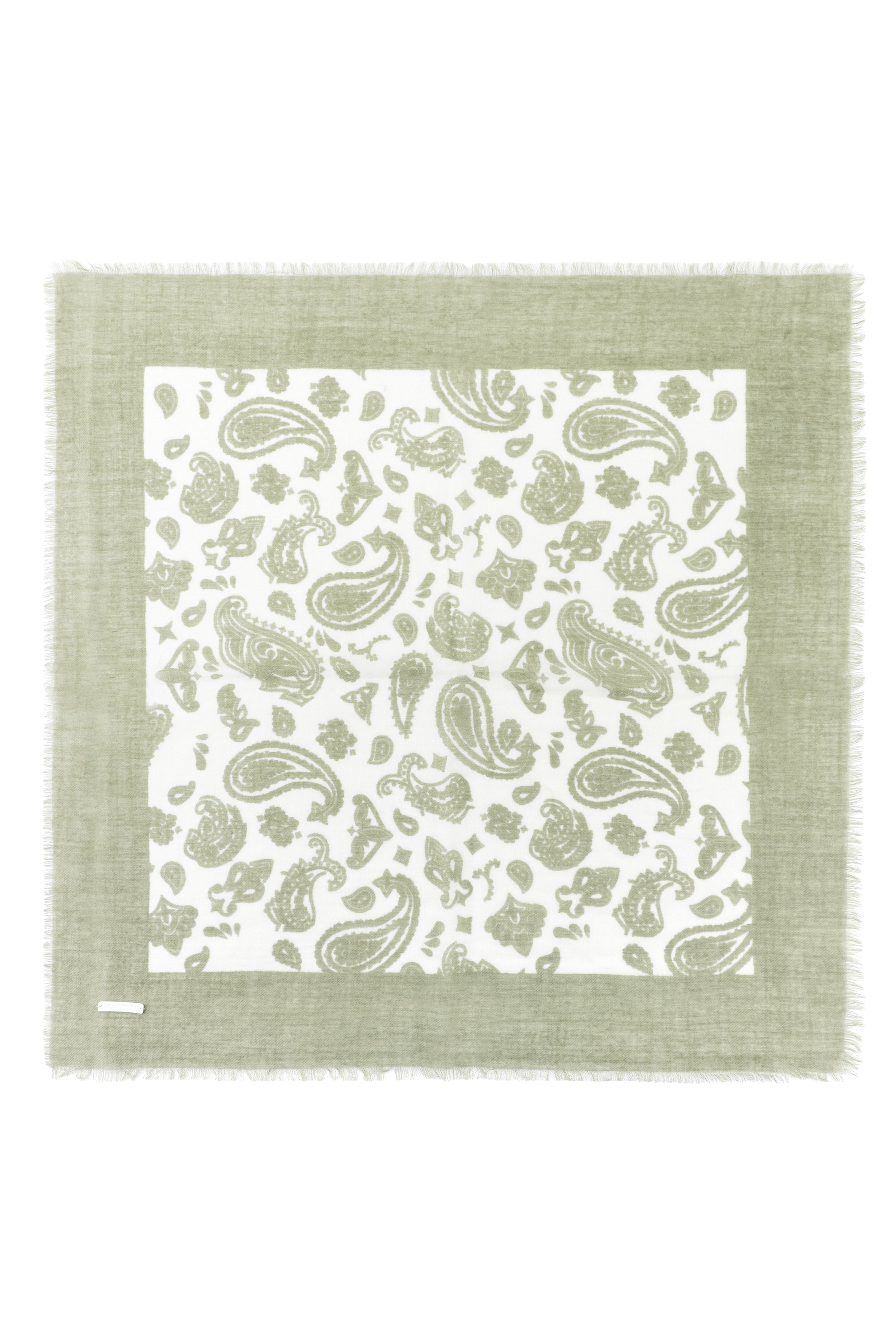 Haki Jas Desenli Kare Şal 70x70 cm