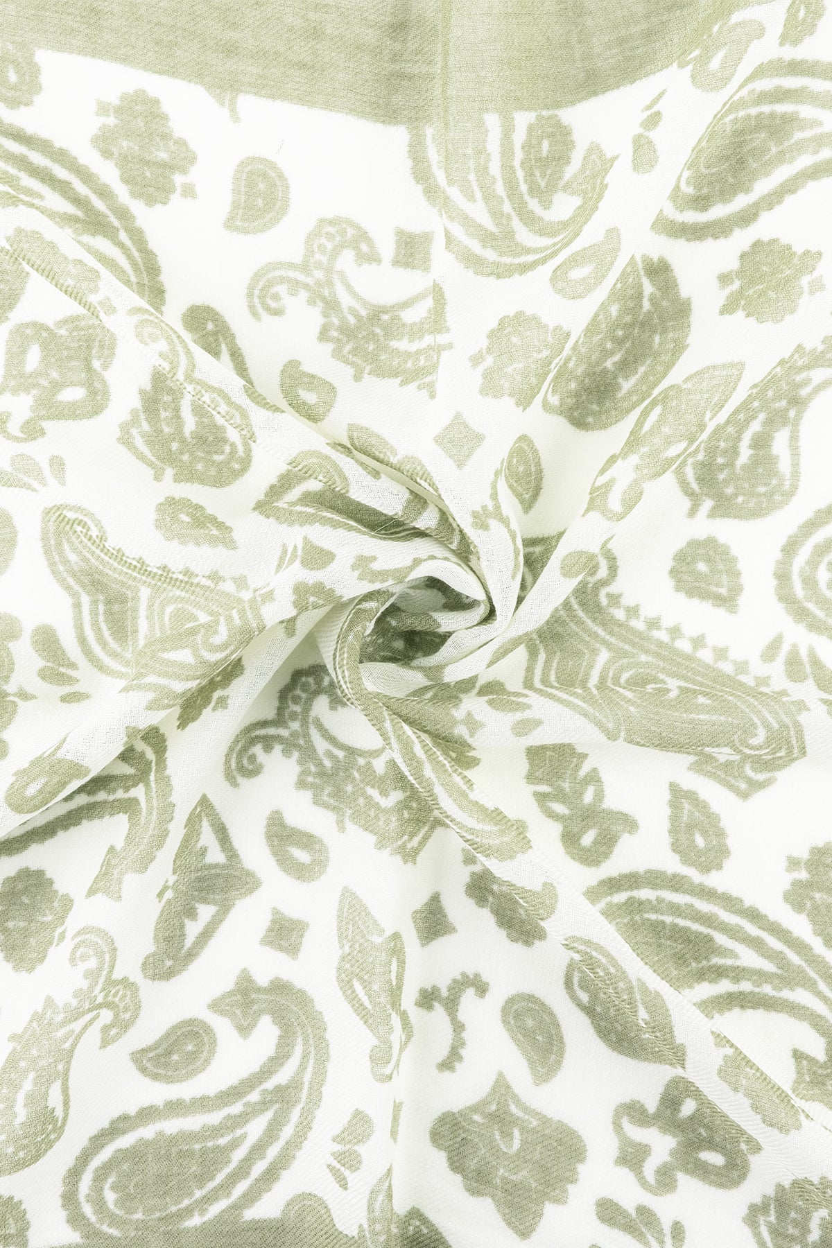 Haki Jas Desenli Kare Şal 70x70 cm