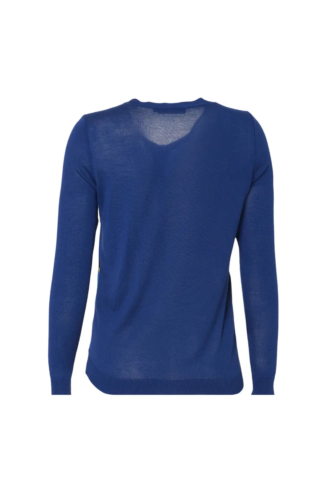 Lacivert İpek Karışımlı Goya Yuvarlak Yaka Uzun Kollu Desenli Hırka Silk and Cashmere