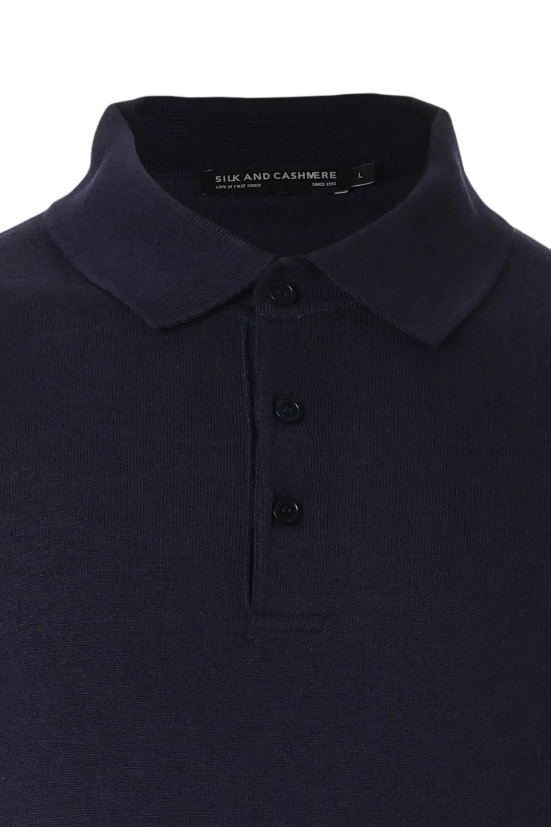 Lacivert İpek Kaşmir Utku Kısa Kollu Erkek Triko Polo Silk and Cashmere