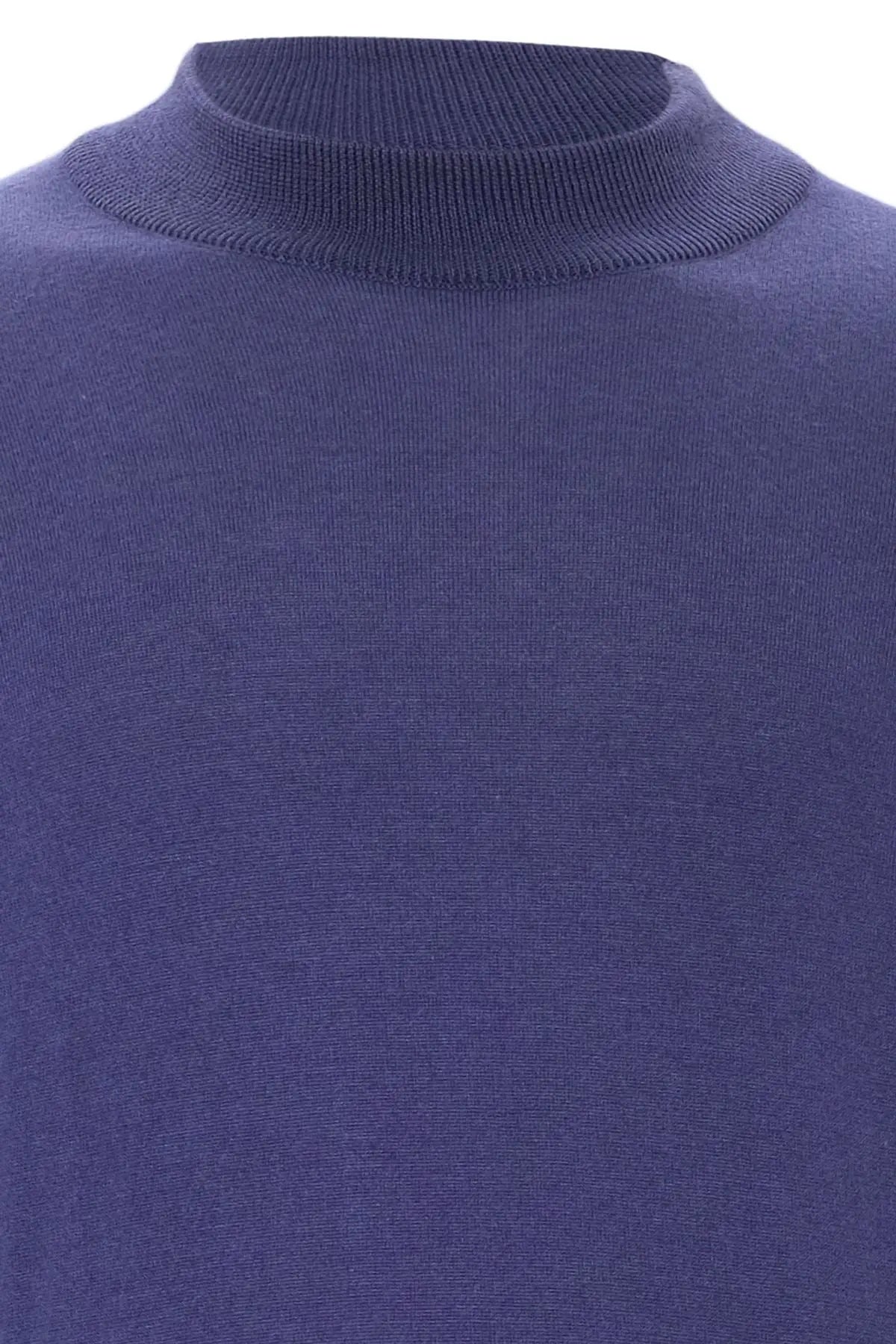 Mor İpek ve Kaşmir Yarım Balıkçı Yaka Uzun Kol Utku Erkek Triko