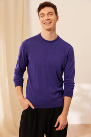 Mor İpek ve Kaşmir Yuvarlak Yaka Uzun Kollu Utku Erkek Triko