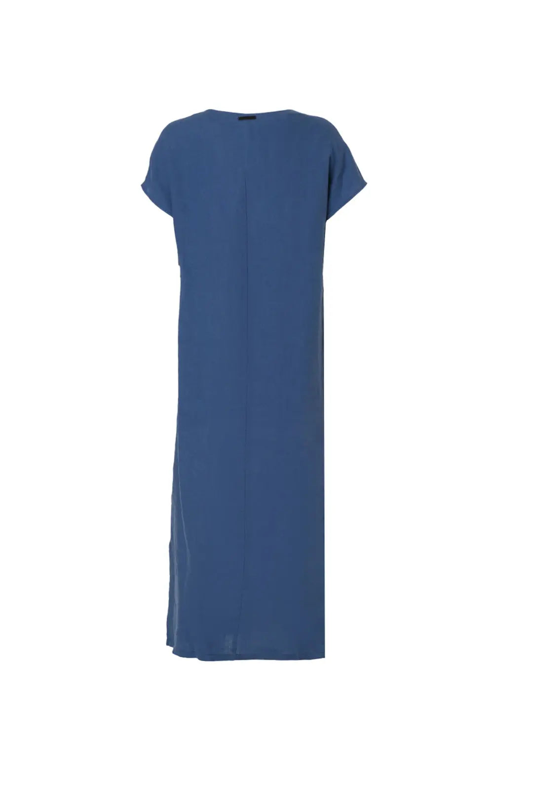 Lacivert Keten  Kate V Yaka Ksa Kollu Elbise Silk and Cashmere