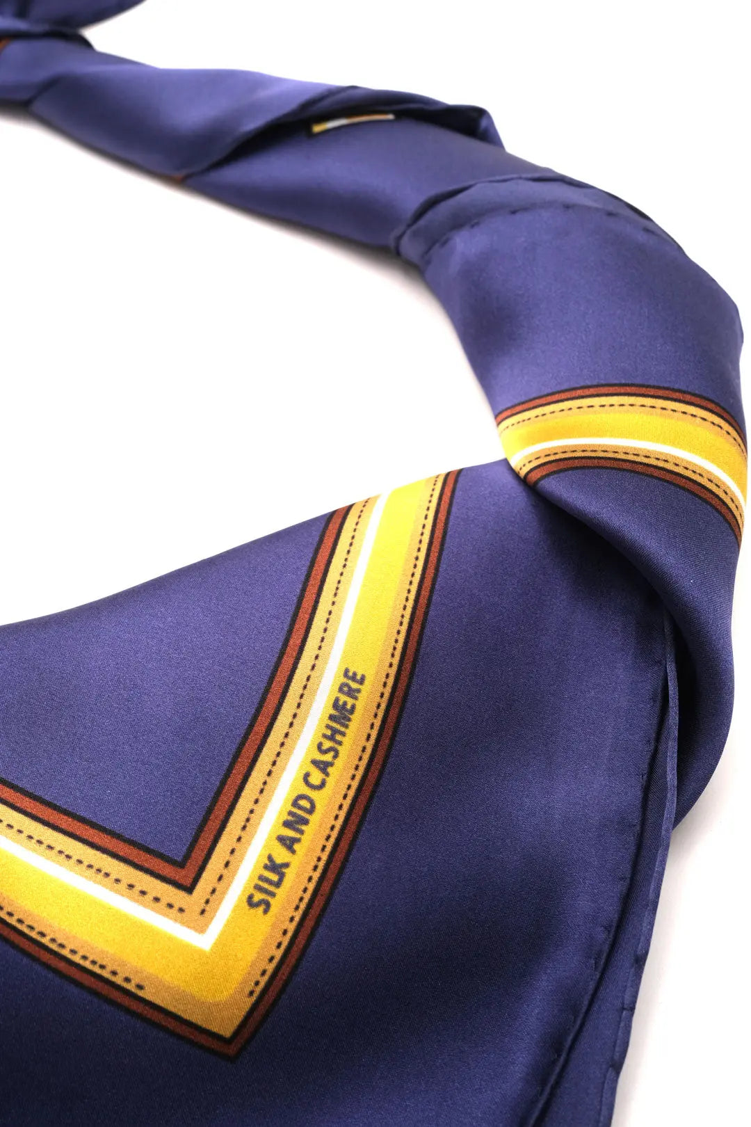 Lacivert Saf ipek At Obje Desenli  Kadın Kare Eşarp 90x90 cm Silk and Cashmere