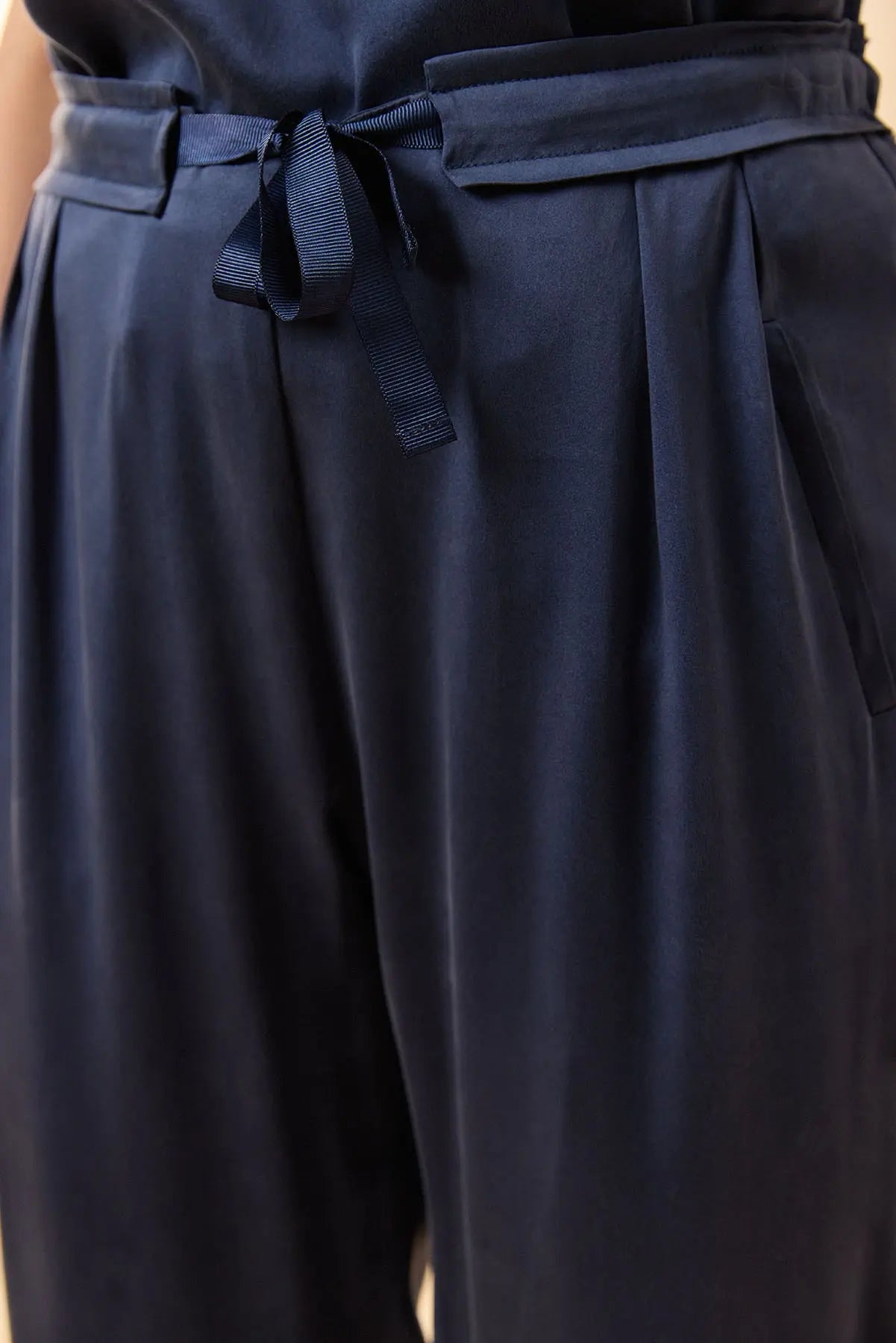 Lacivert Saf pek Audrey Pantolon Silk and Cashmere