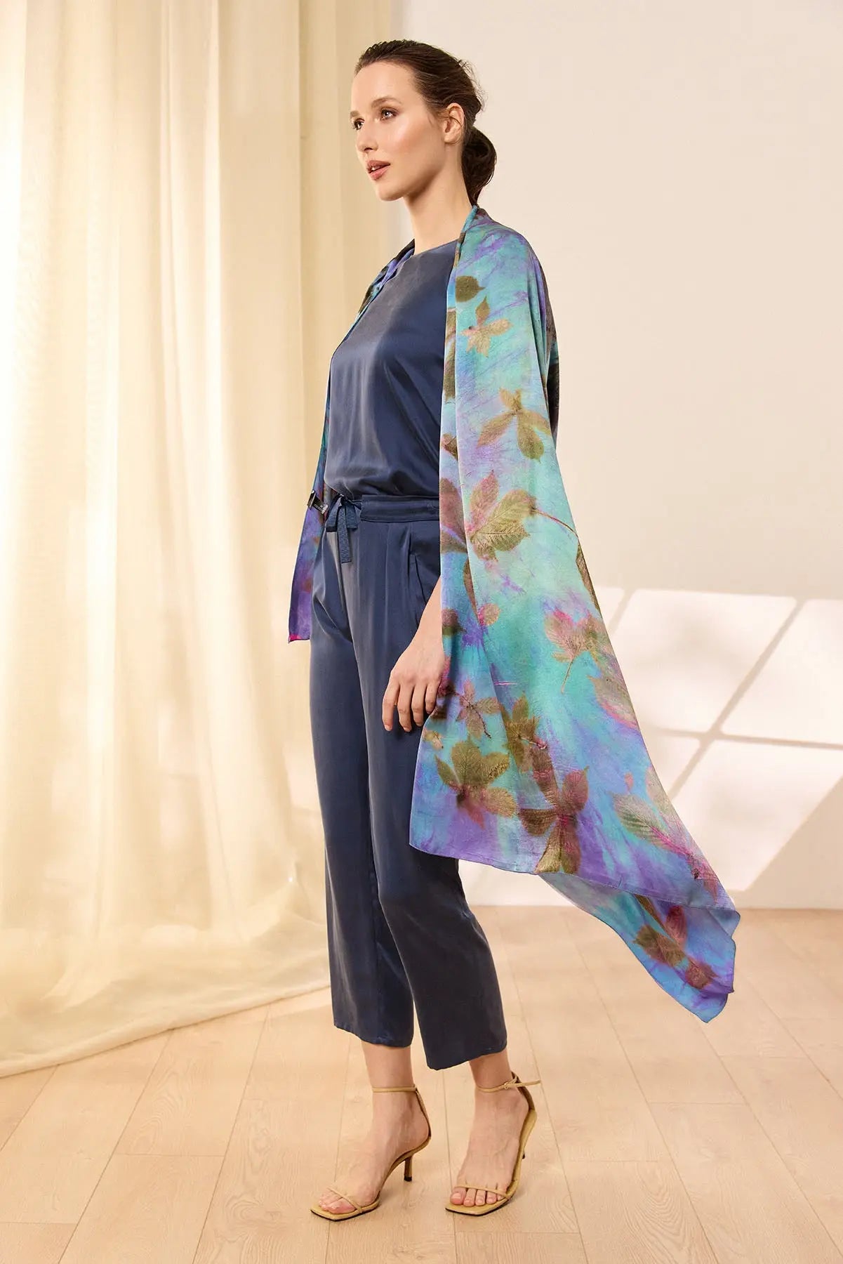 Lacivert Saf pek Audrey Pantolon Silk and Cashmere