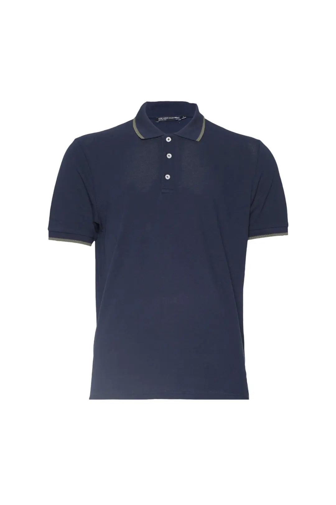 Lacivert Steve Erkek Çizgi Detaylı Kısa Kol Polo Tişört Silk and Cashmere