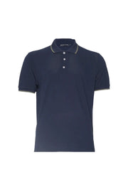 Lacivert Steve Erkek Çizgi Detaylı Kısa Kol Polo Tişört Silk and Cashmere