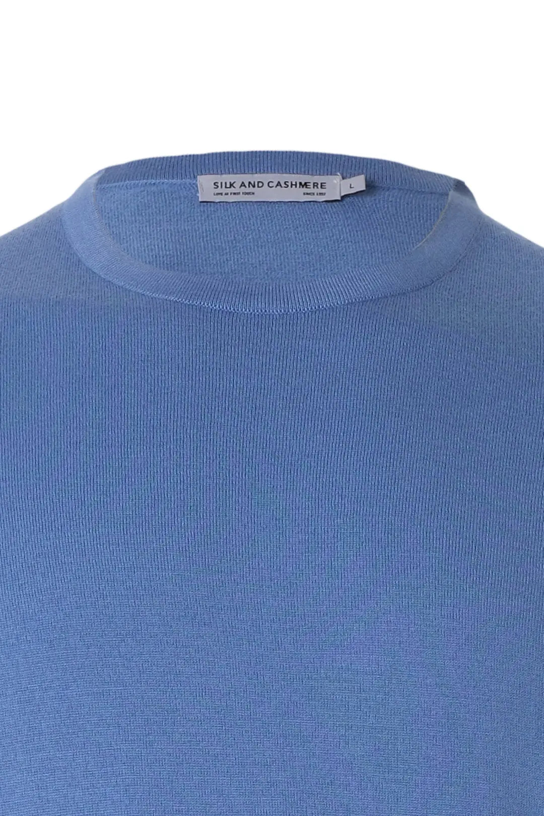 Mavi İpek Kaşmir Utku Yuvarlak Yaka Kısa Kollu Erkek Triko Tişört Silk and Cashmere