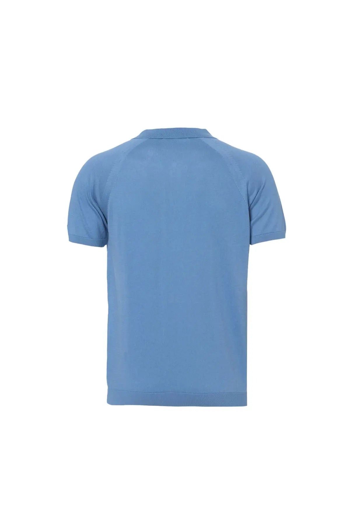 Mavi İpek Pamuk Quentin Fermuarlı Polo Yaka Kısa Kollu Erkek Triko Silk and Cashmere