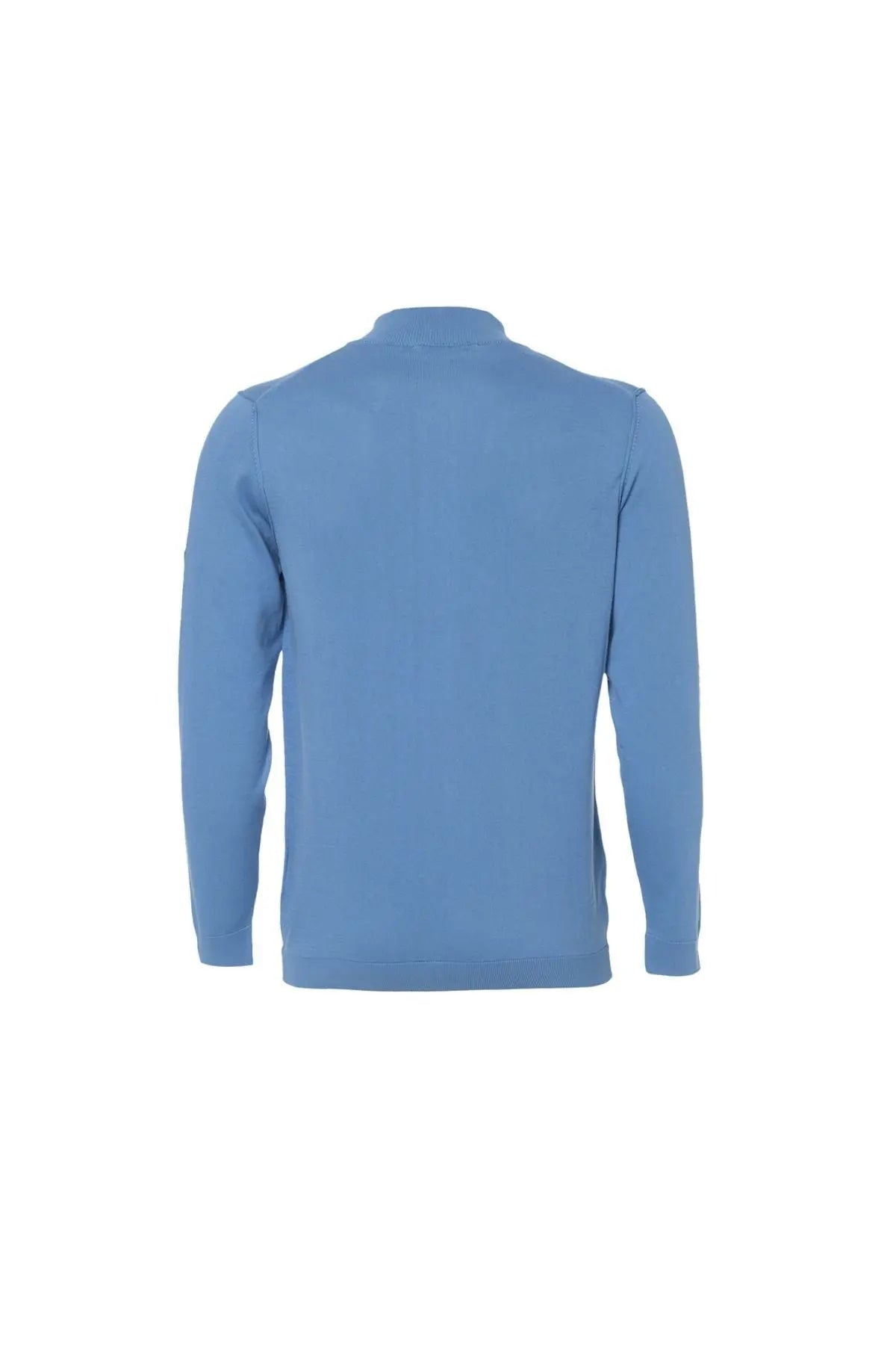 Mavi İpek Pamuk Quentin Uzun Kollu Yarım Balıkçı Yaka Erkek Hırka Silk and Cashmere