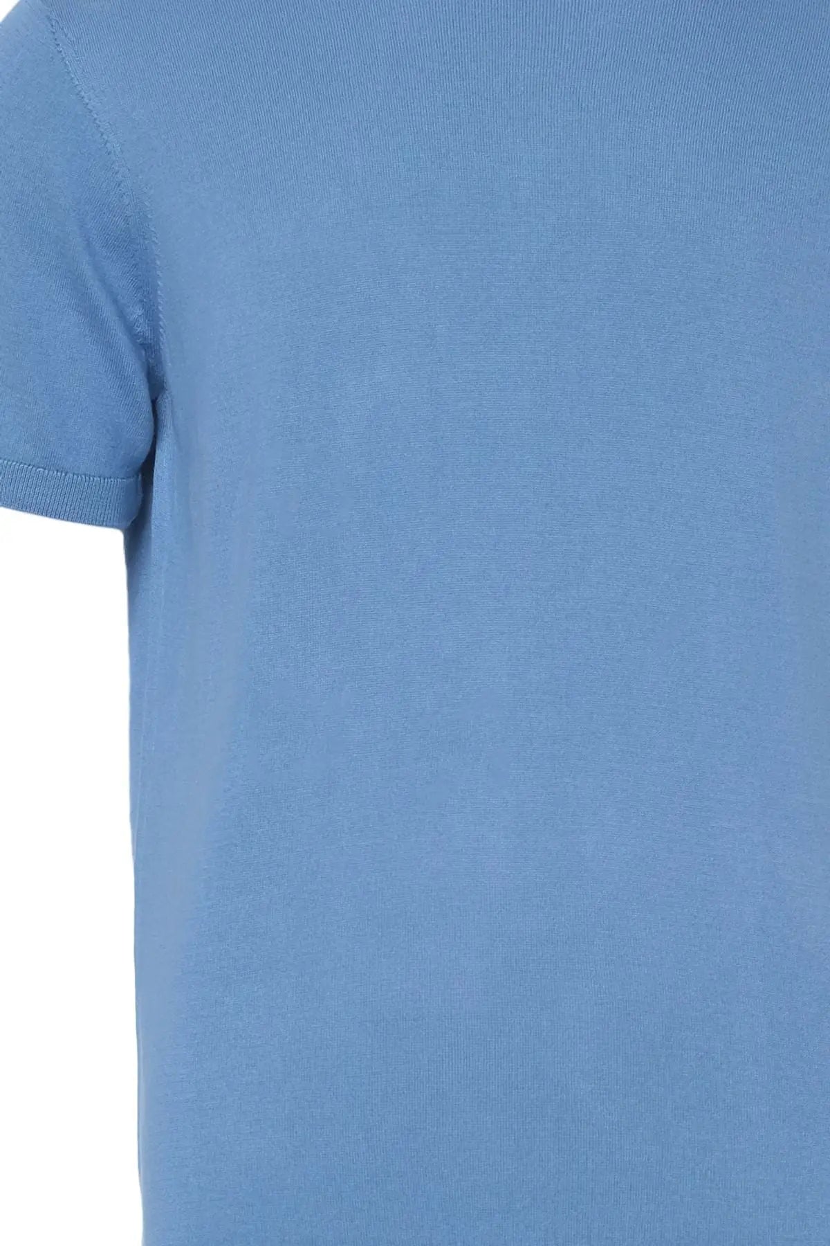 Mavi İpek Pamuk Quentin Yuvarlak Yaka Kısa Kollu Triko Tişört Silk and Cashmere