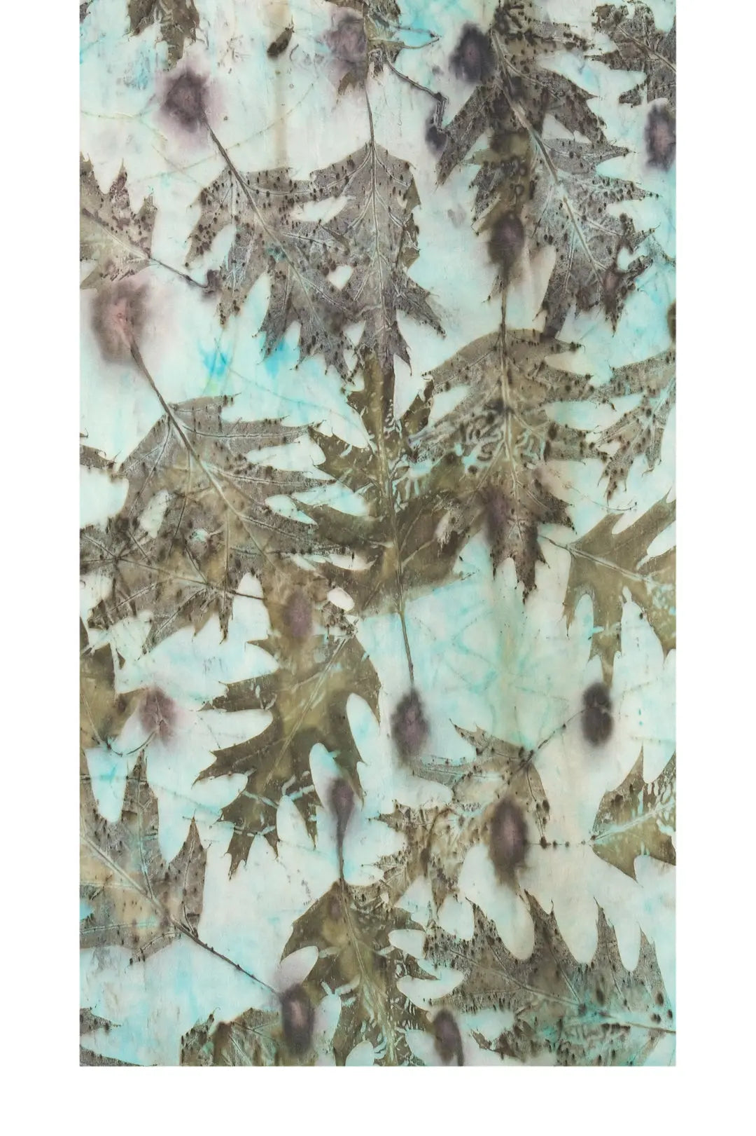 Mavi Saf İpek El Baskısı Ekolojik Şal Silk and Cashmere