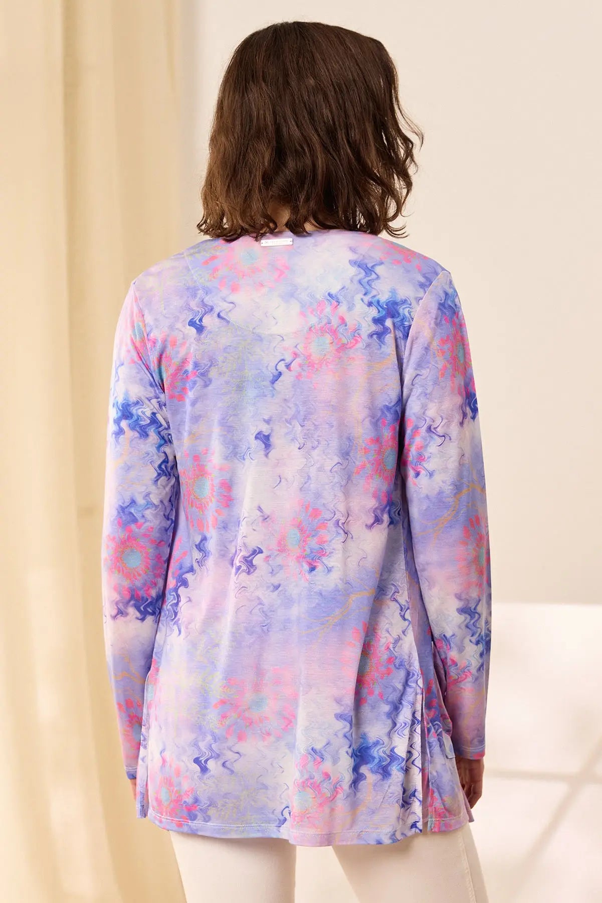 Mavi & More Sirena Etnik Baskılı Süper İnce Modal Tişört Hırka Silk and Cashmere