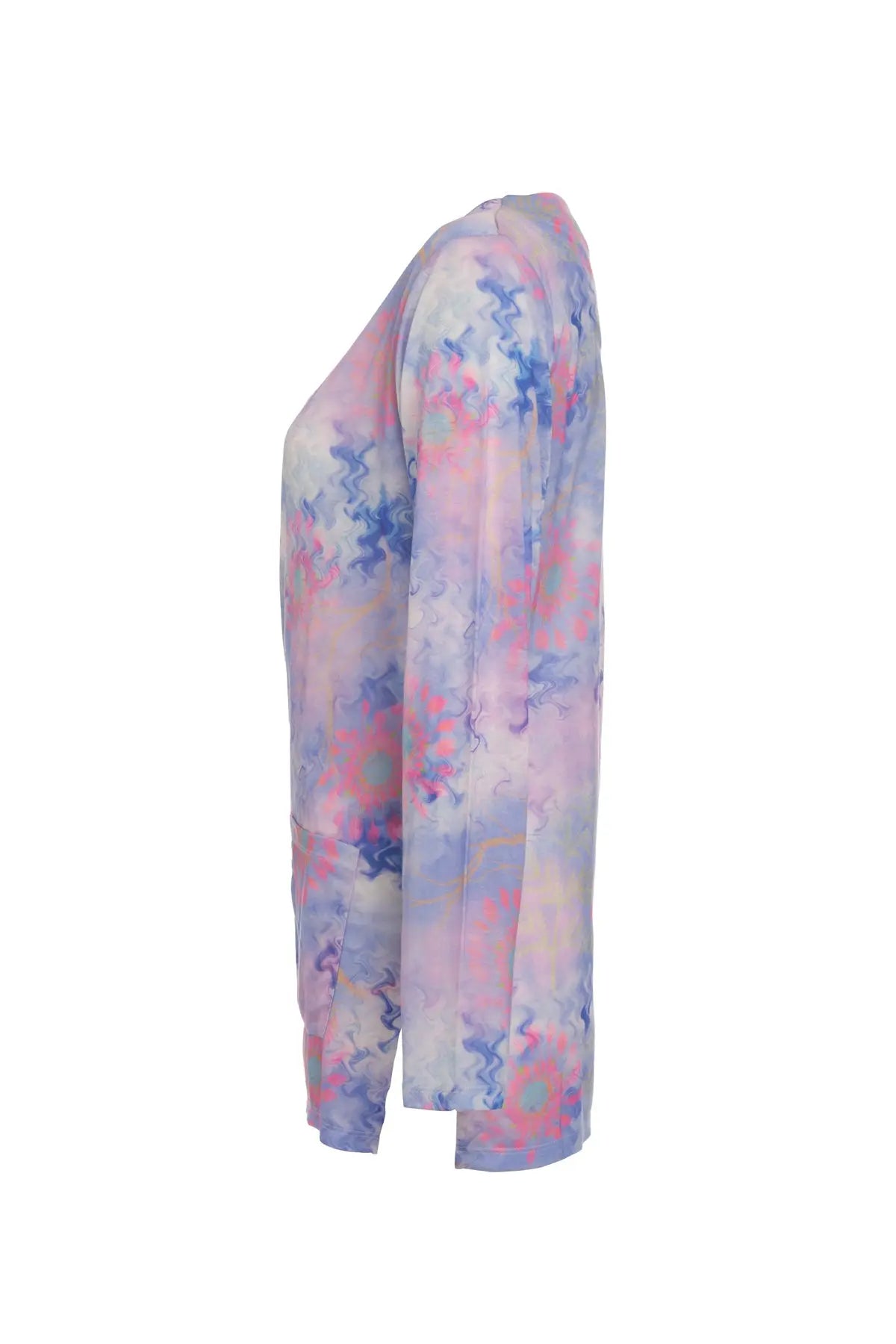 Mavi & More Sirena Etnik Baskılı Süper İnce Modal Tişört Hırka Silk and Cashmere